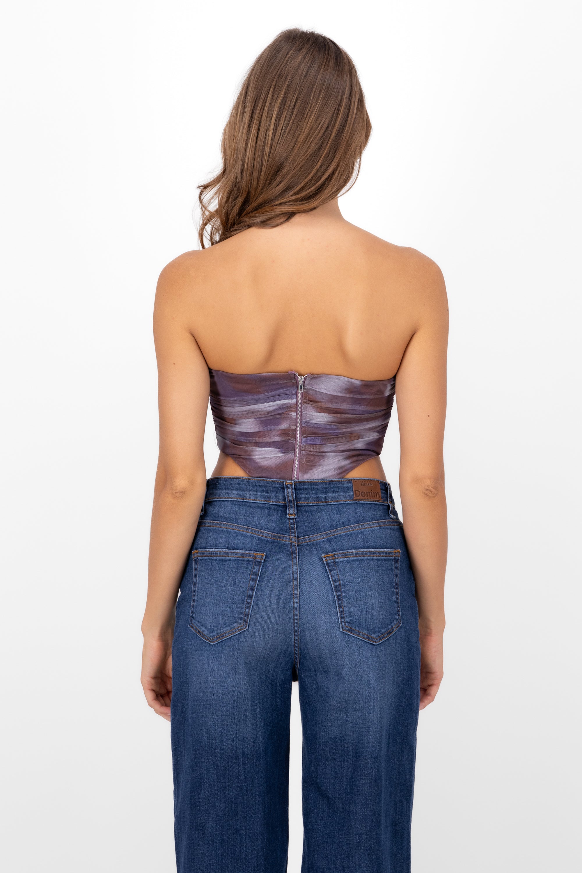 Blusa corset strapless degradado MORADO COMBO