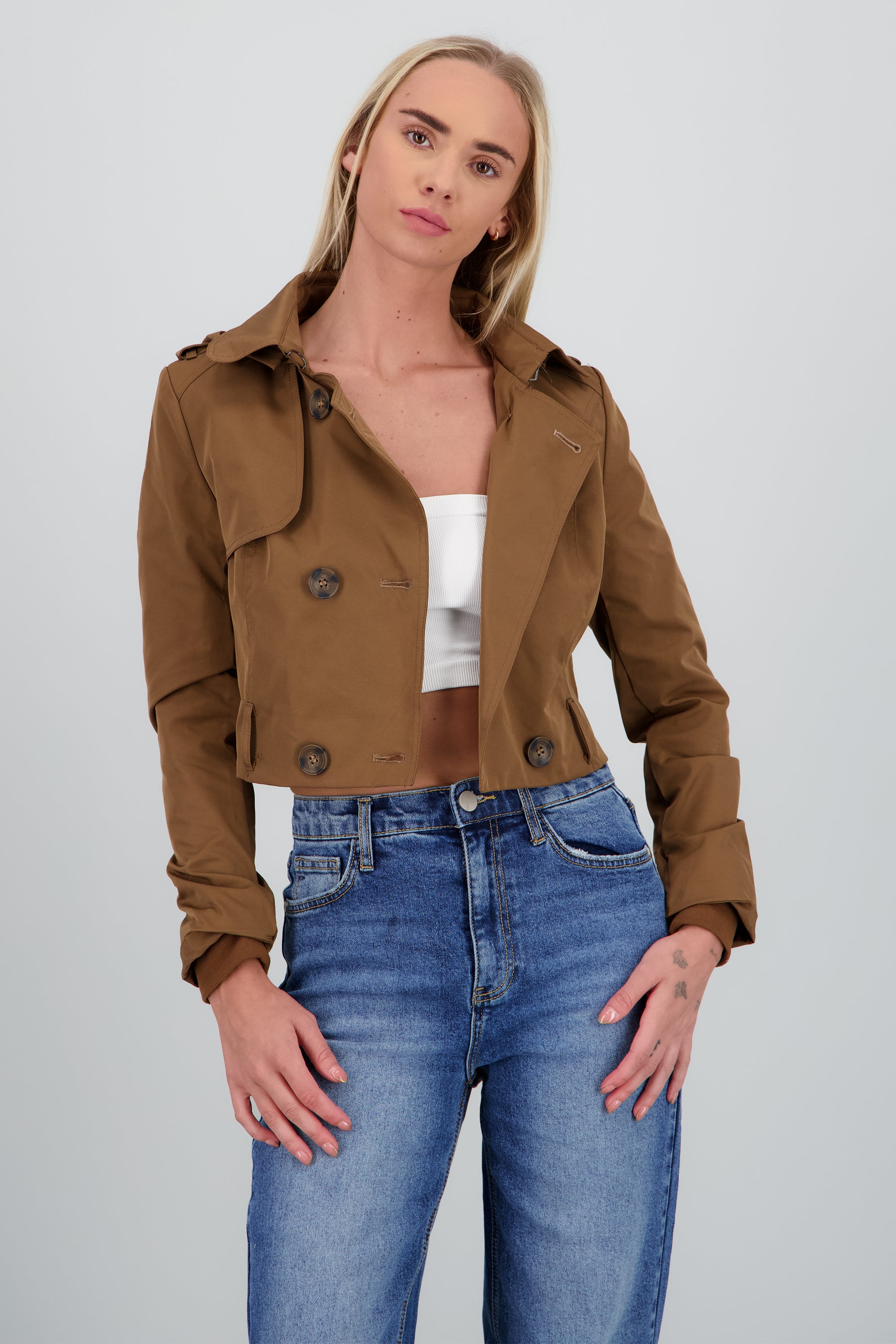 Gabardina crop CHOCOLATE