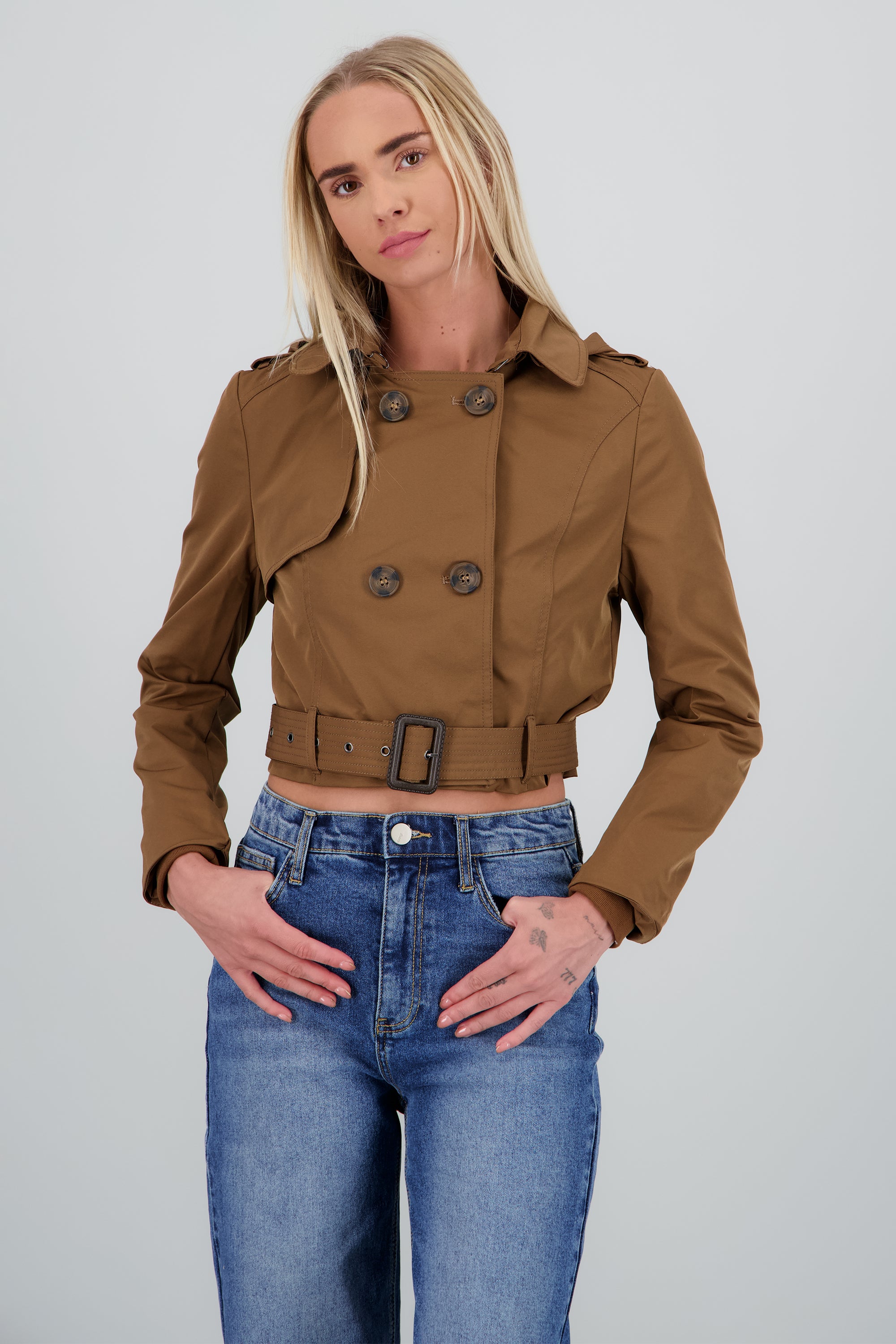 Gabardina crop CHOCOLATE