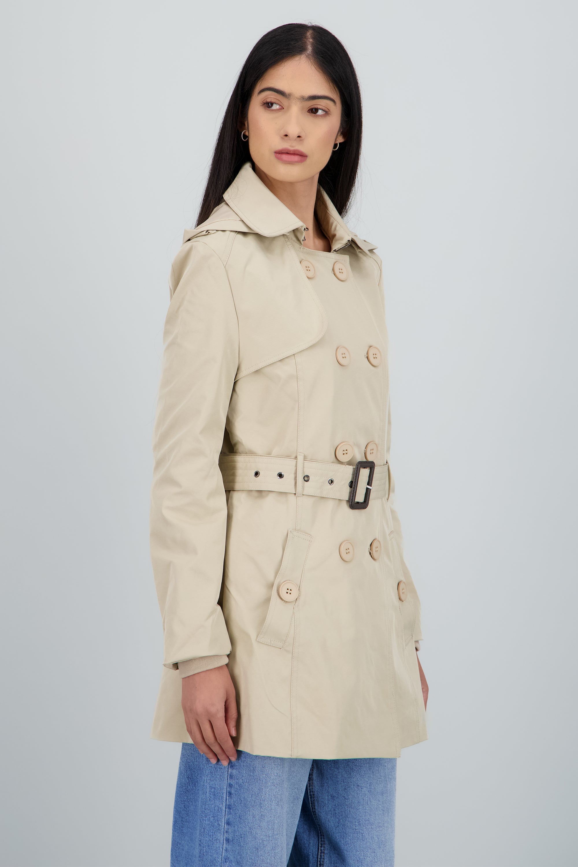 Gabardina botonoes monocromaticos BEIGE
