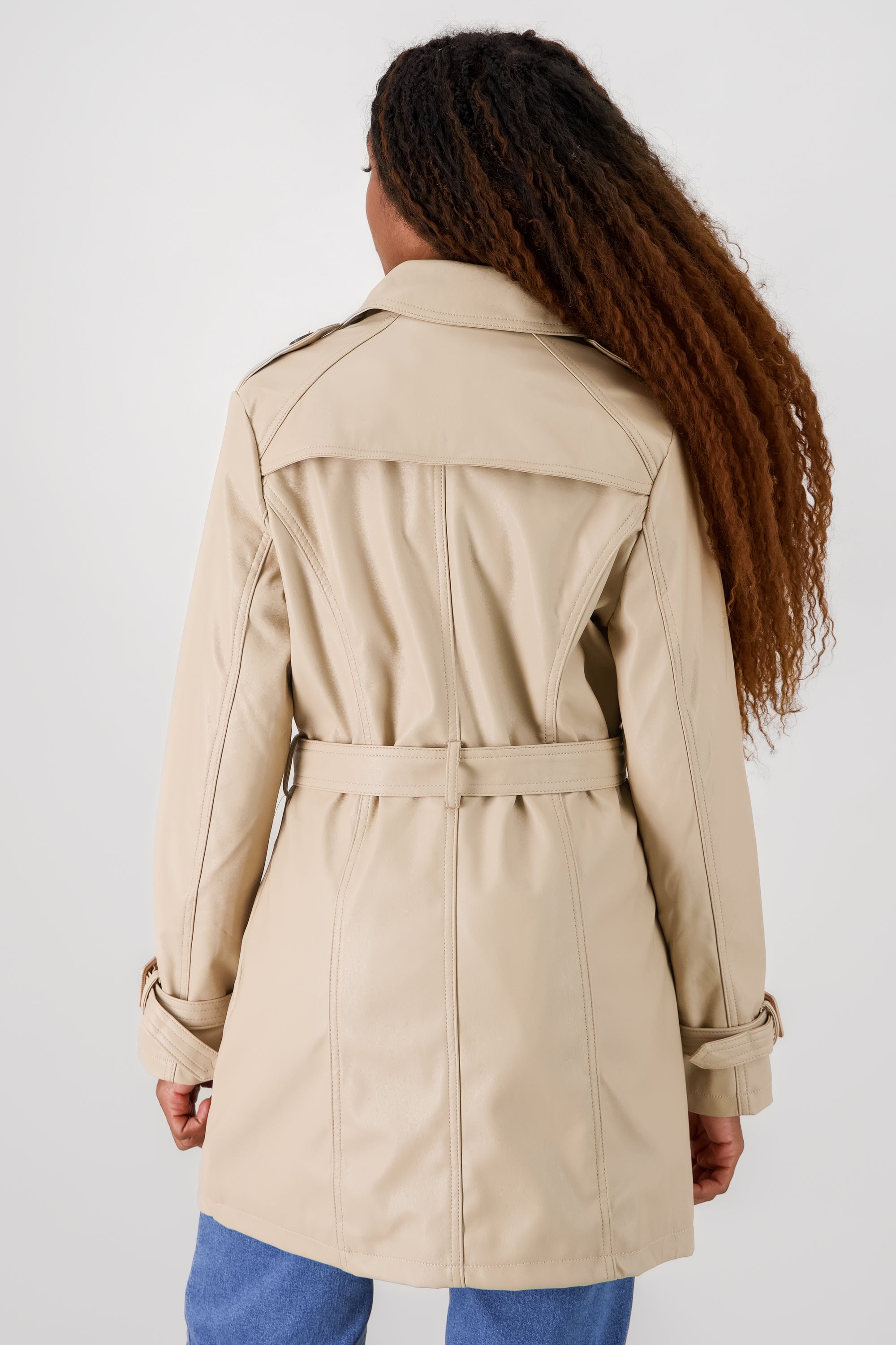 Gabardina efecto piel TAUPE