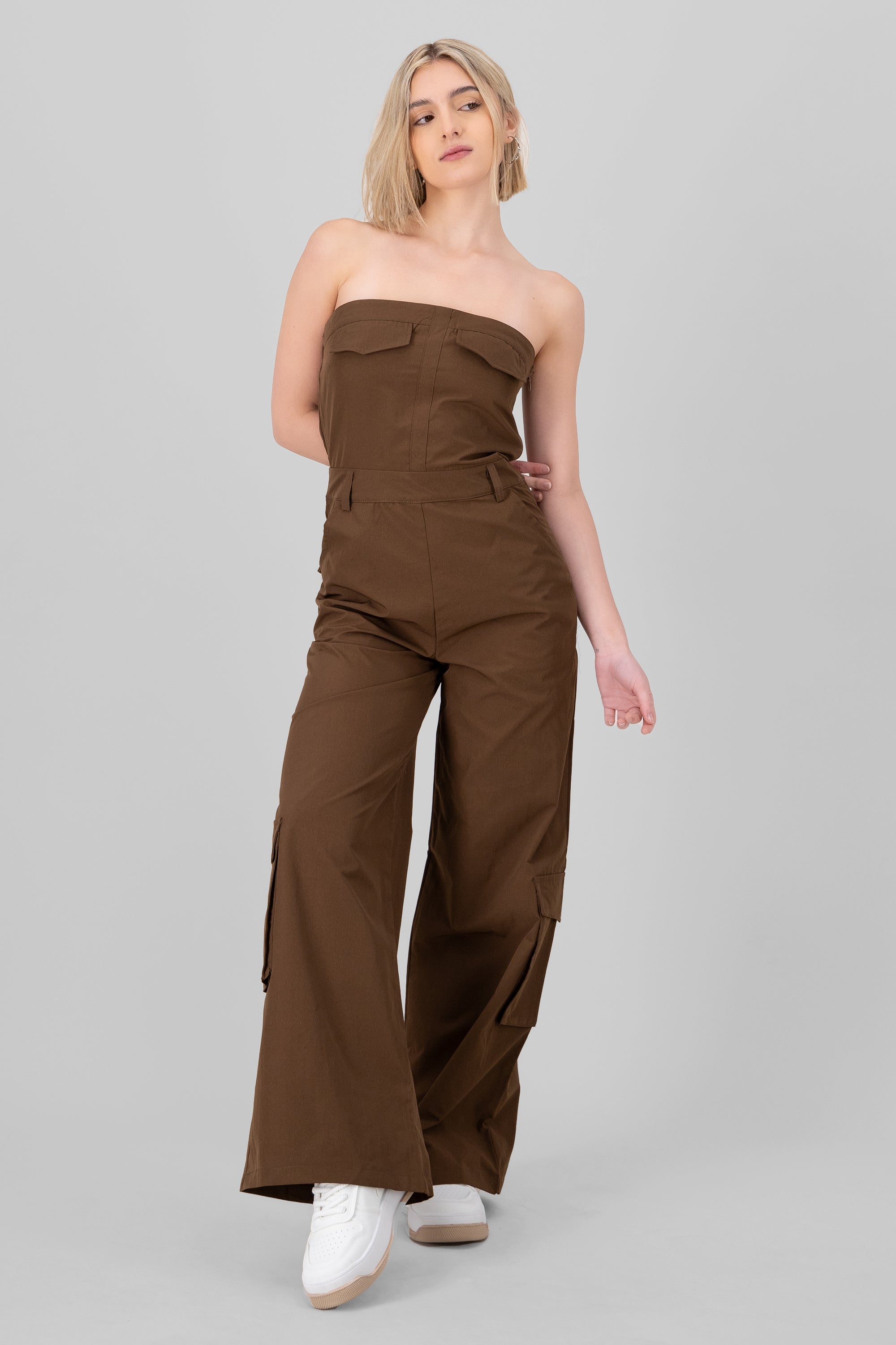 Jumpsuit liso cargo CAFE