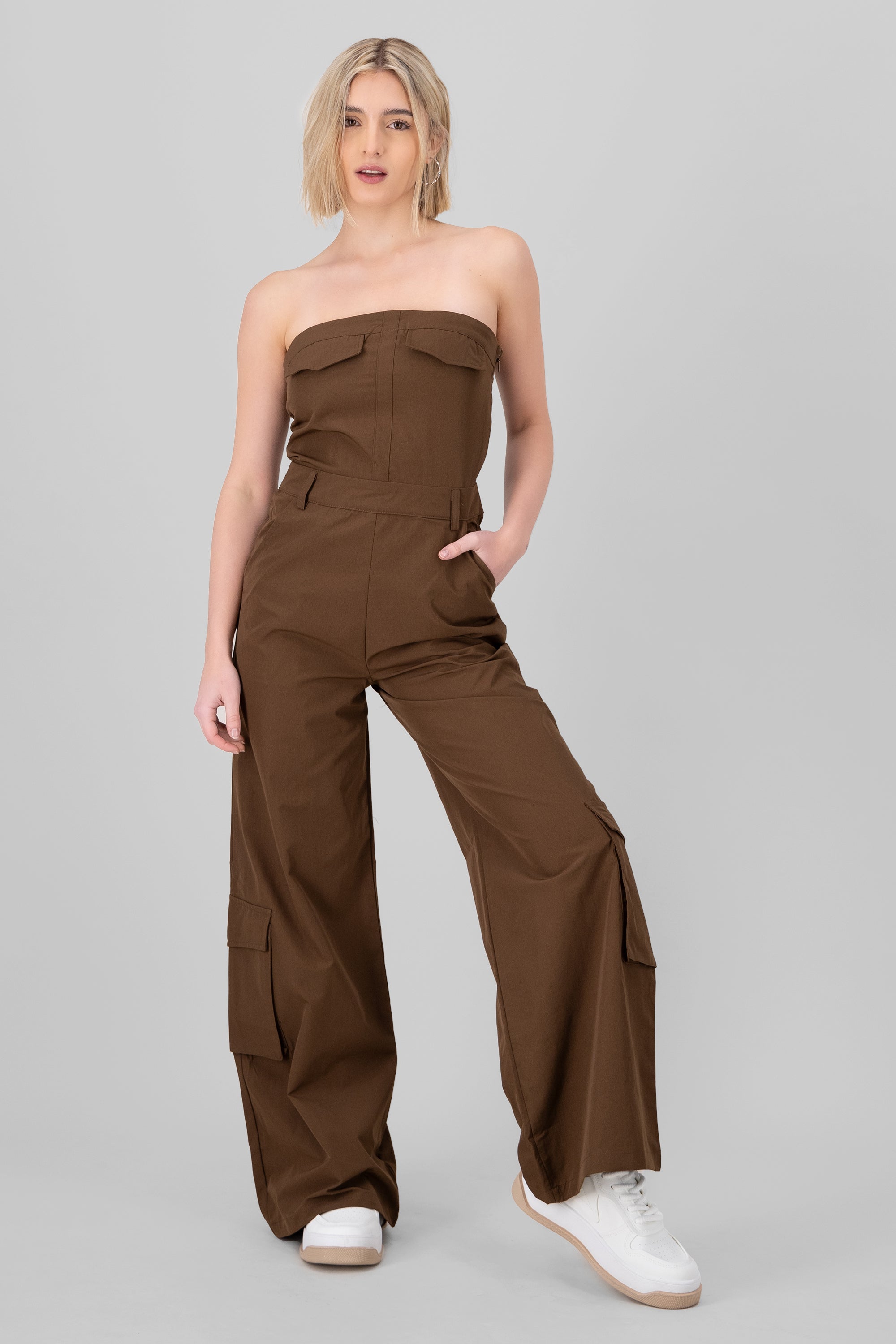 Jumpsuit liso cargo CAFE