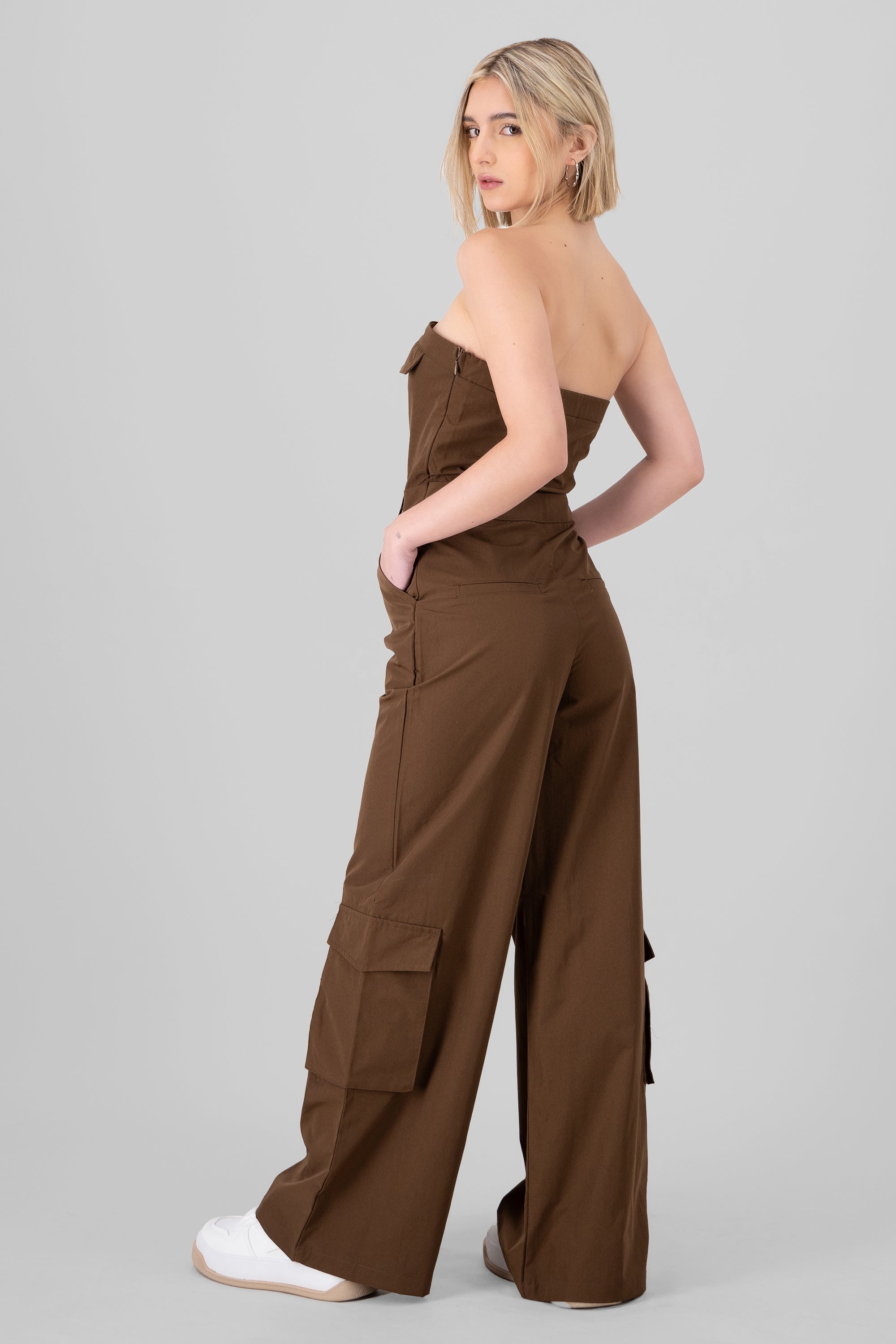 Jumpsuit liso cargo CAFE