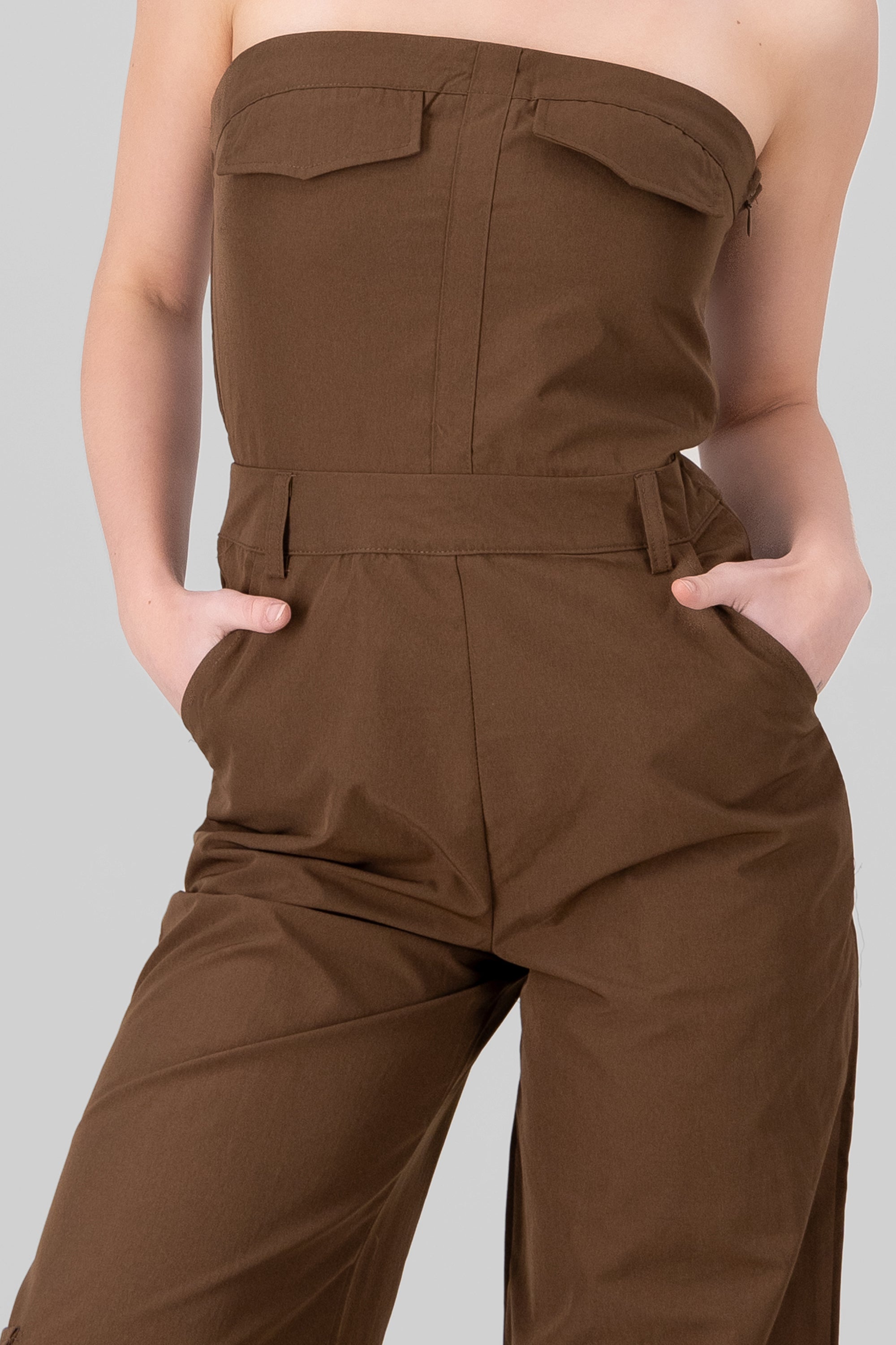 Jumpsuit liso cargo CAFE