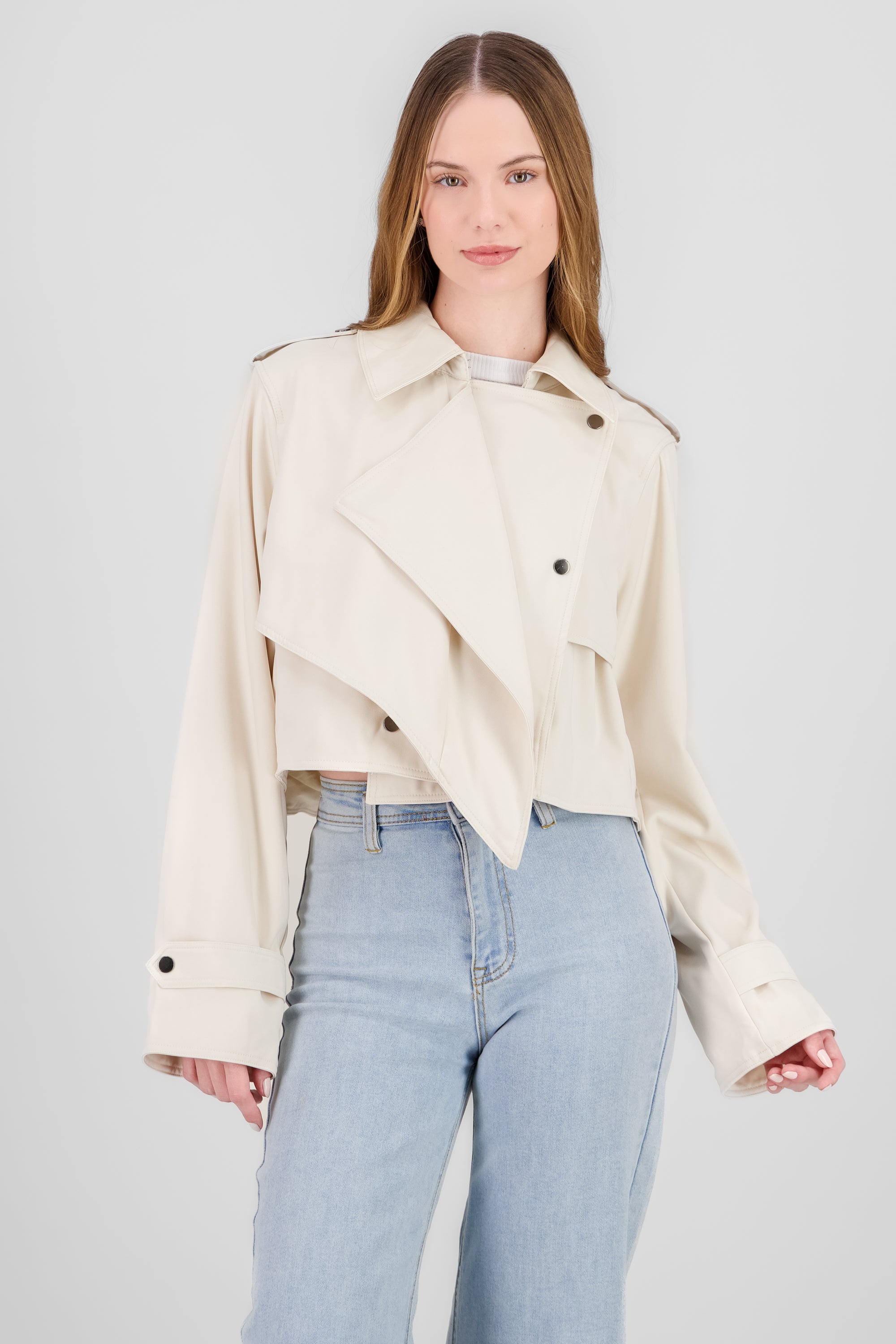 Gabardina lisa crop CREMA