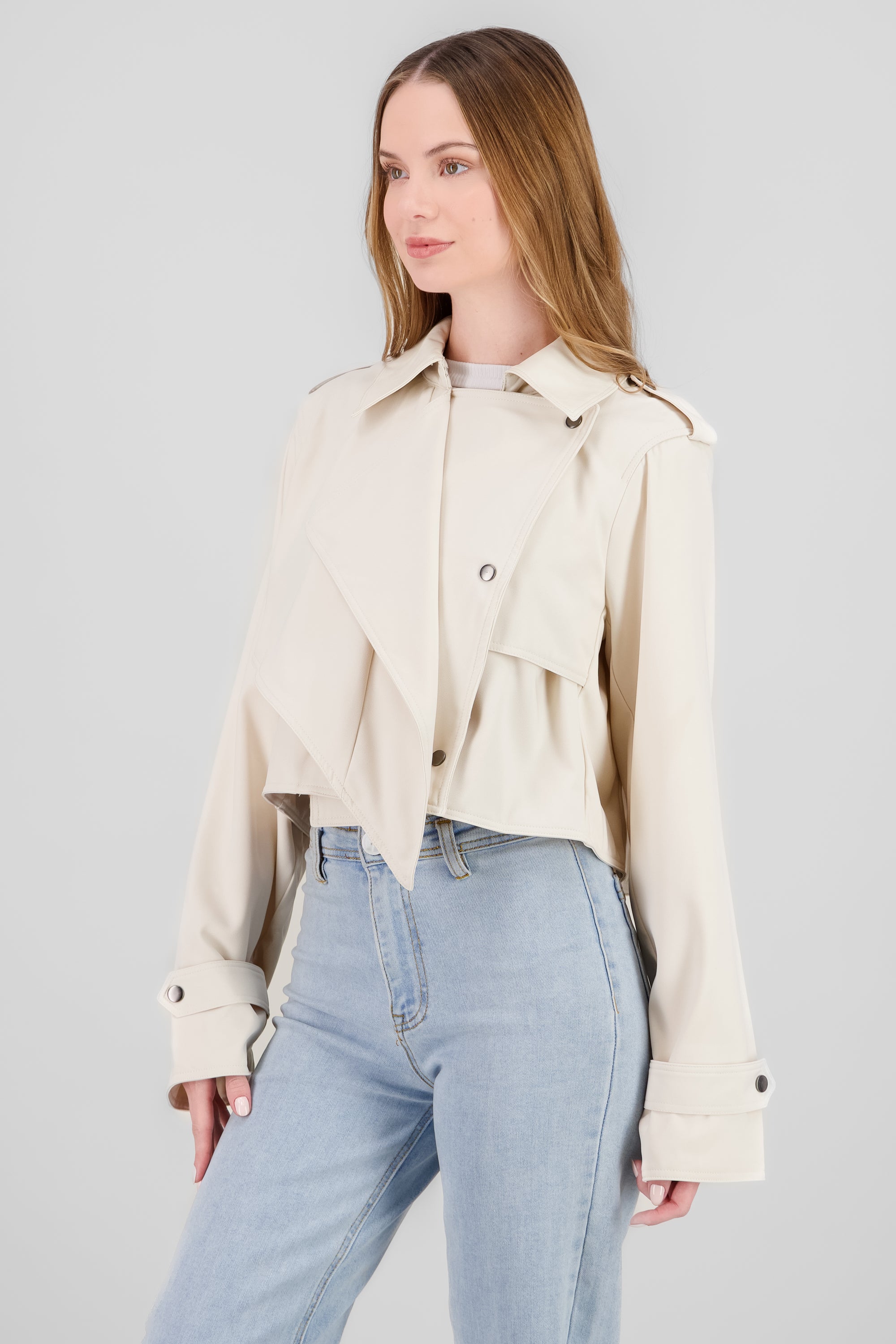 Gabardina lisa crop CREMA