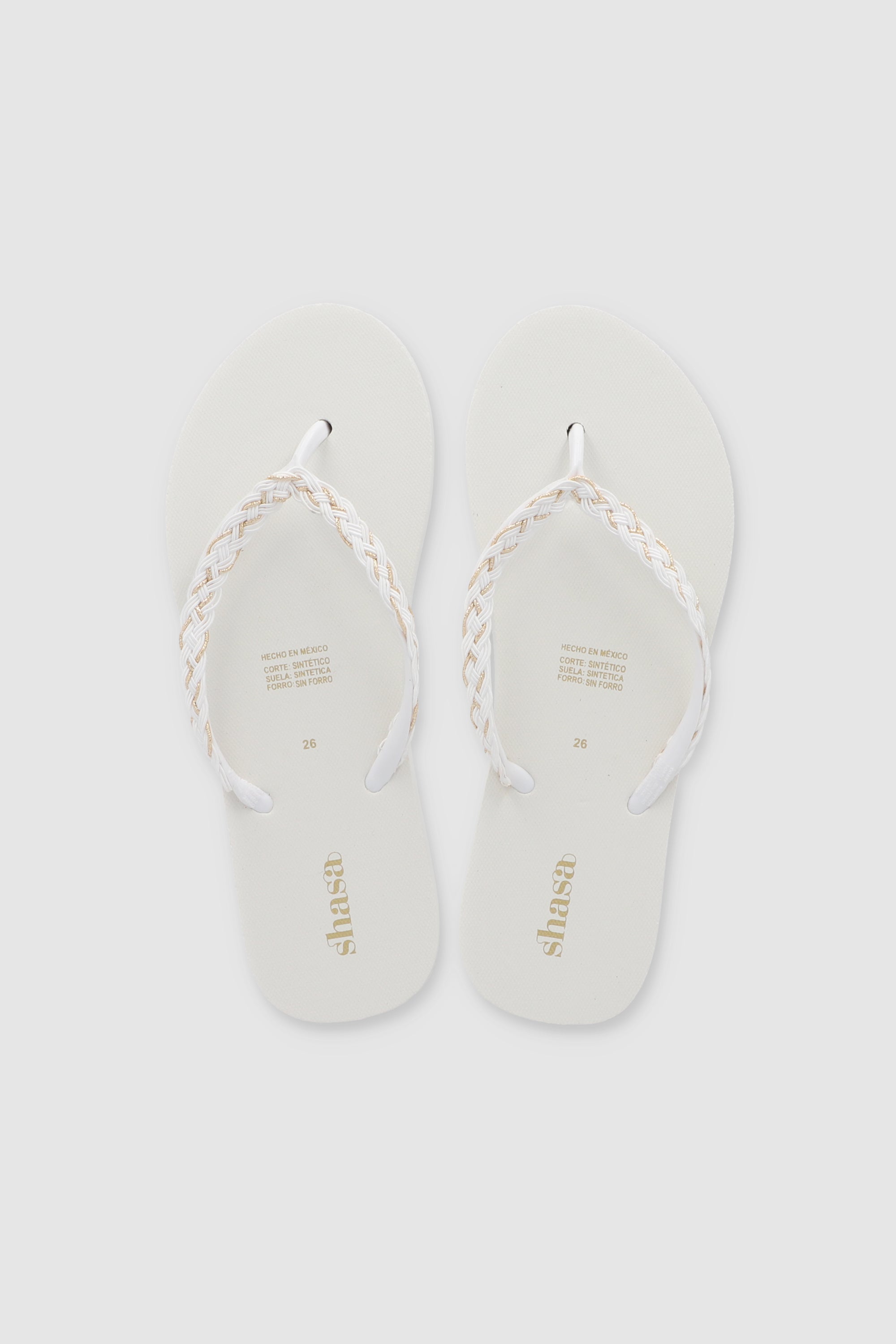 FLIP FLOP CHINELA BRILLOS TEJIDO BLANCO