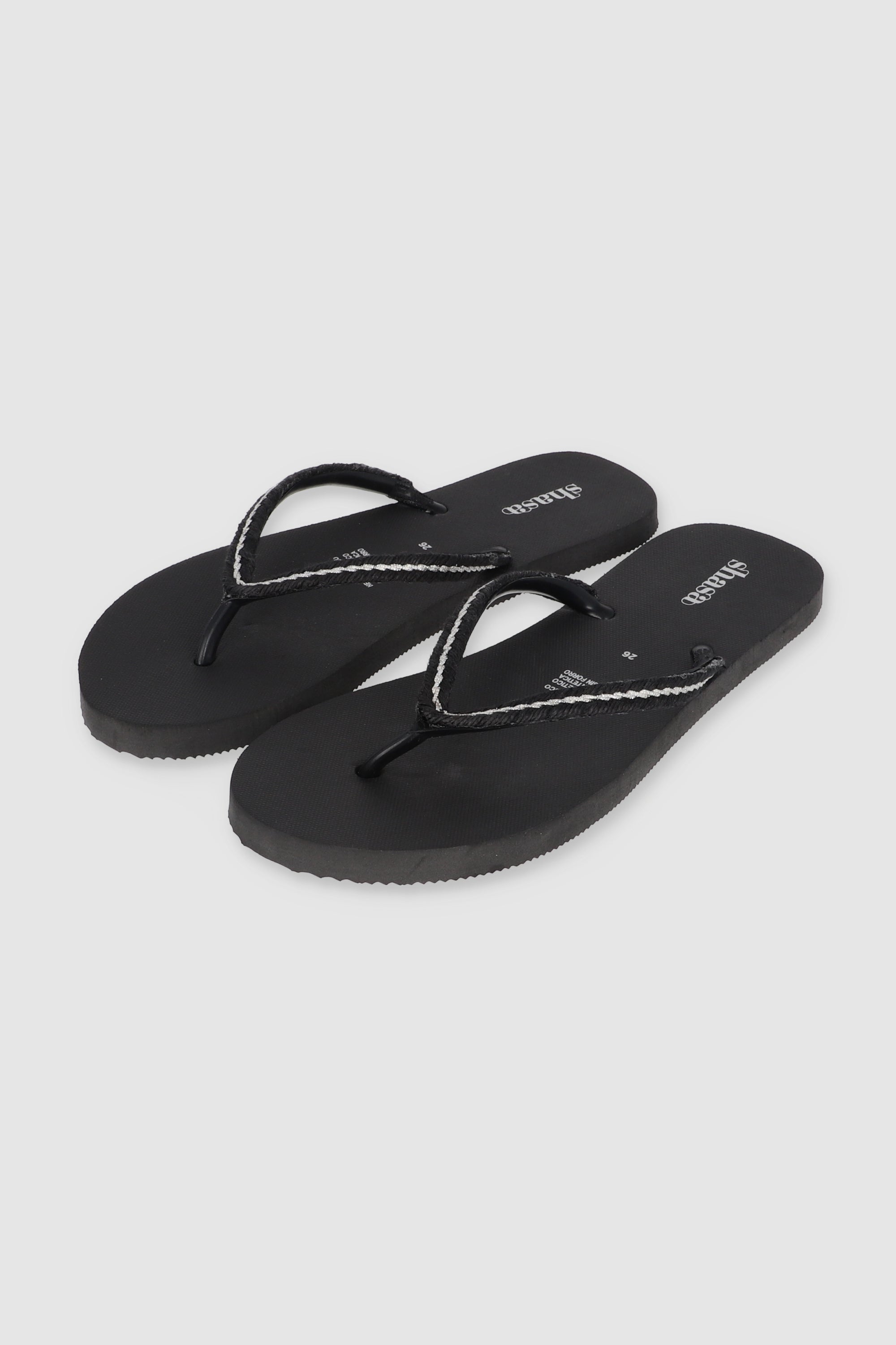 FLIP FLOP CHINELA BRILLOS TEJIDO NEGRO