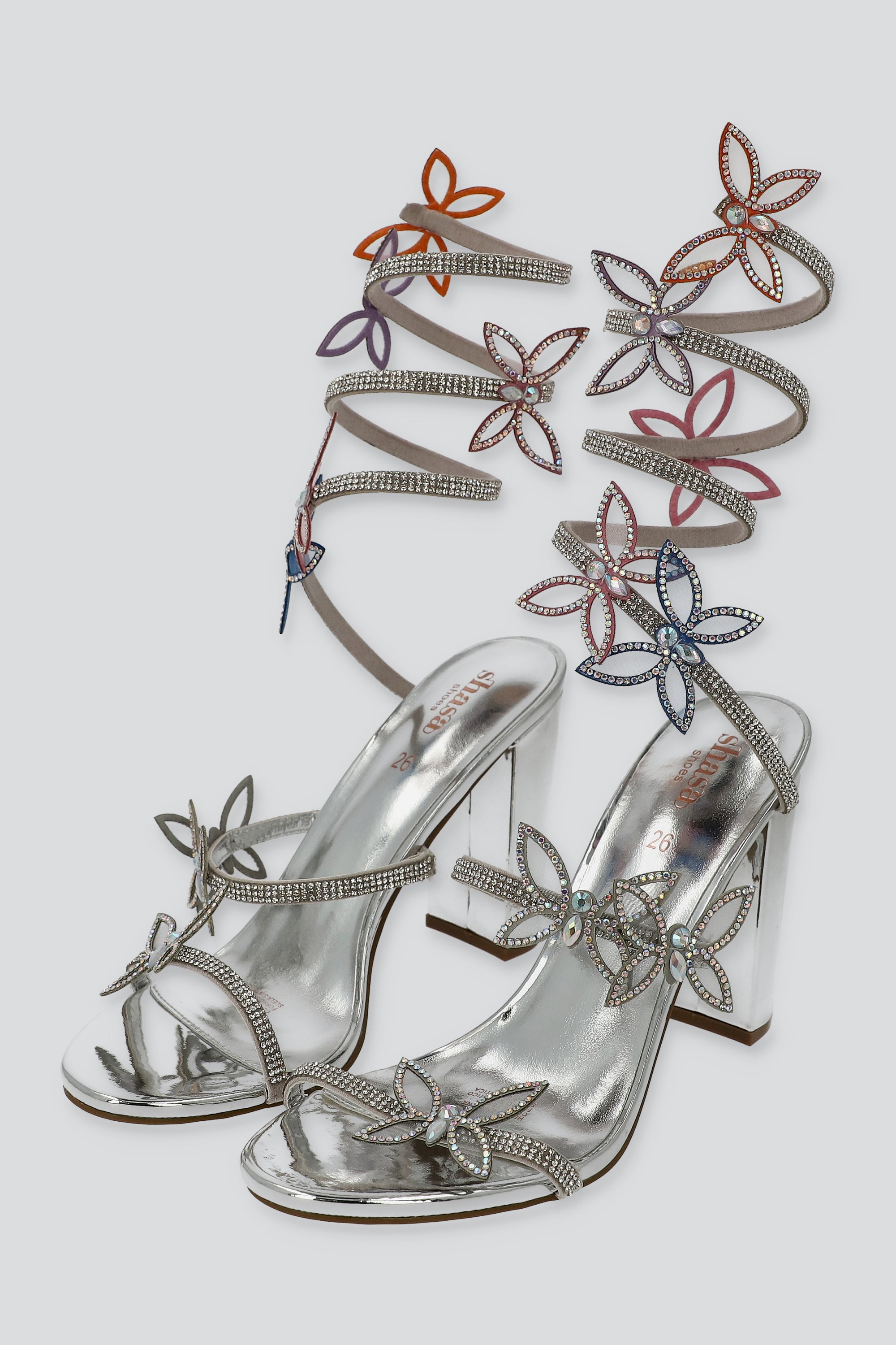 Tacón Mariposas Brillos PLATA