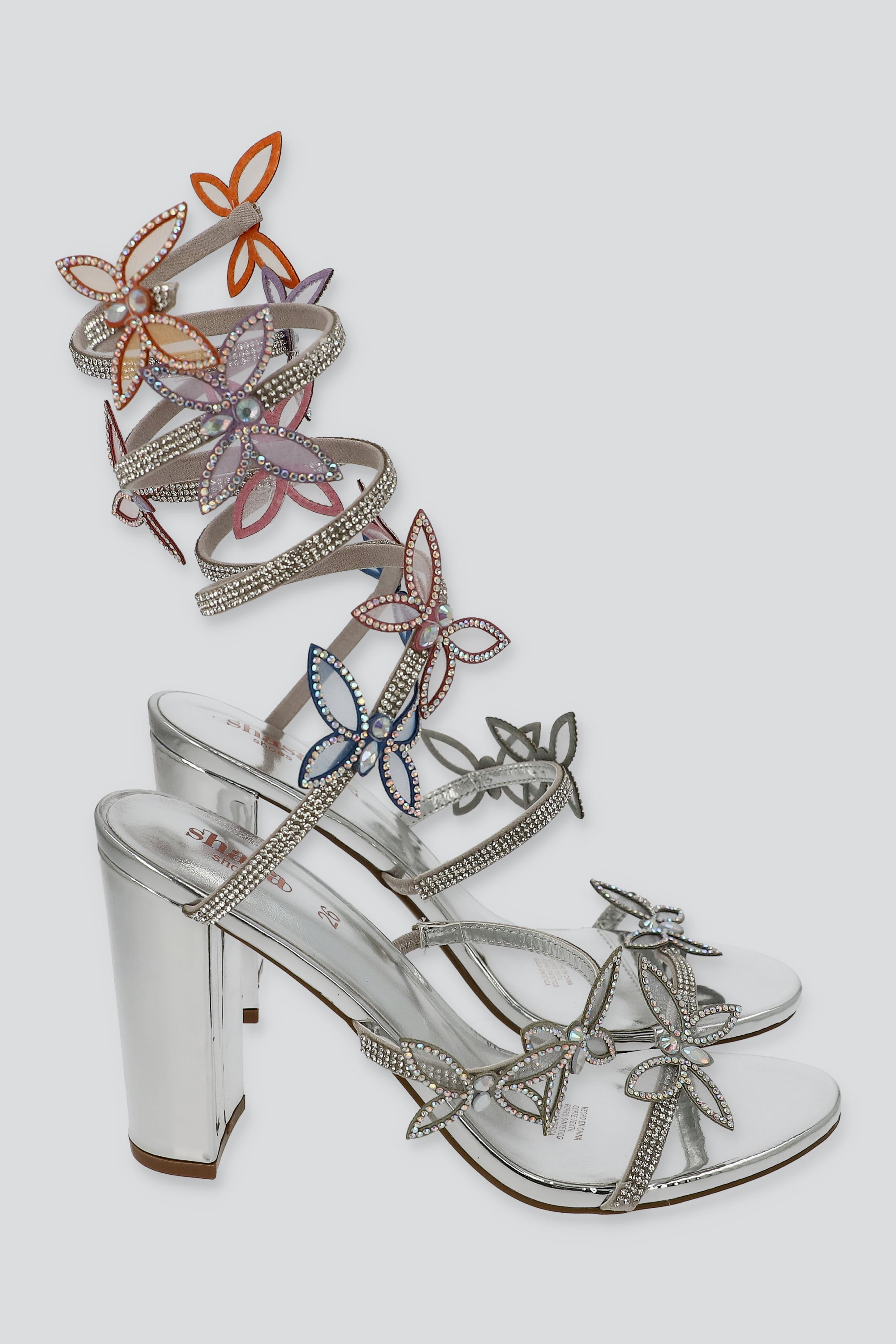 Tacón Mariposas Brillos PLATA