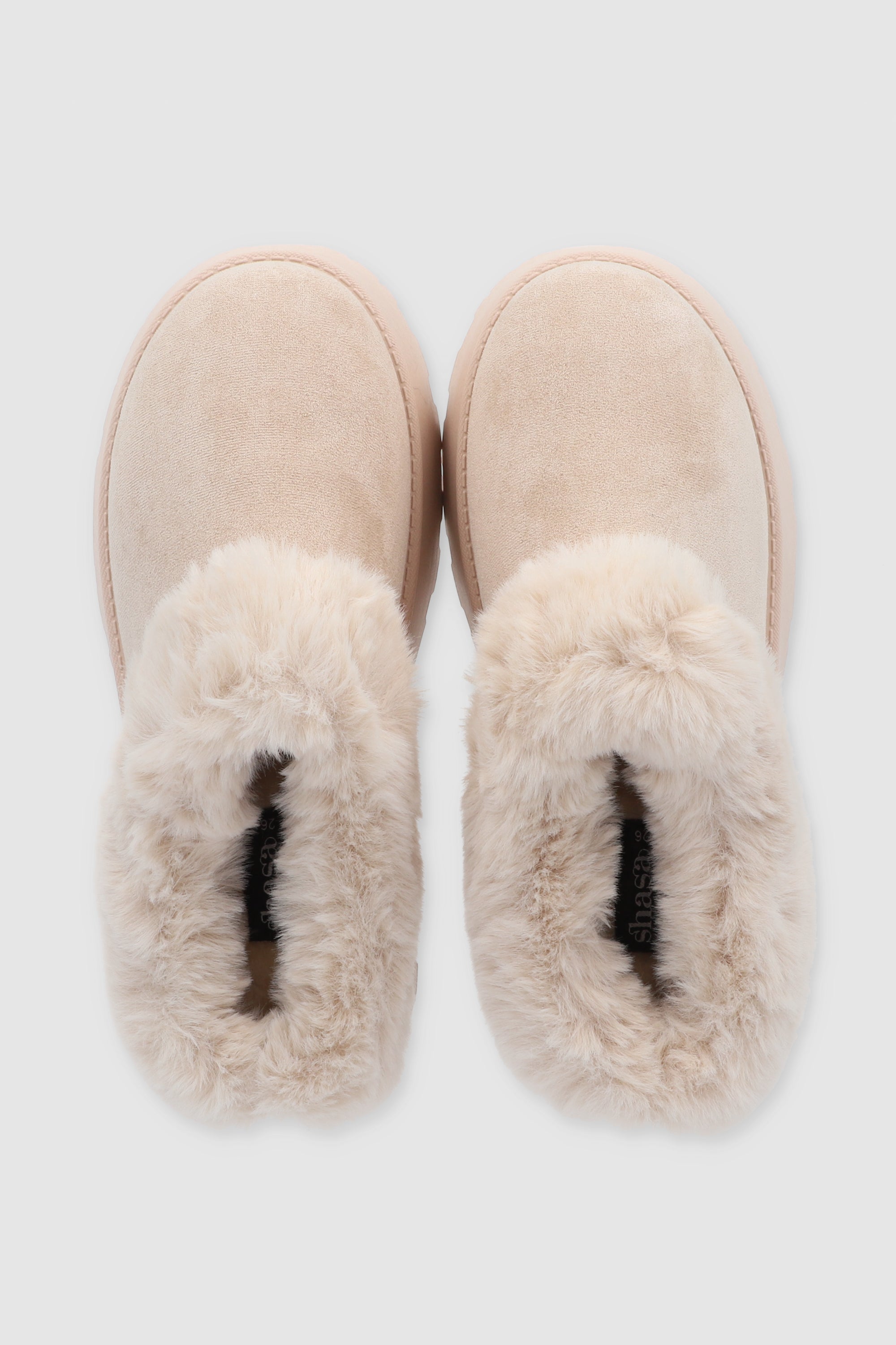 PANTUFLA PELUDA MULA BEIGE