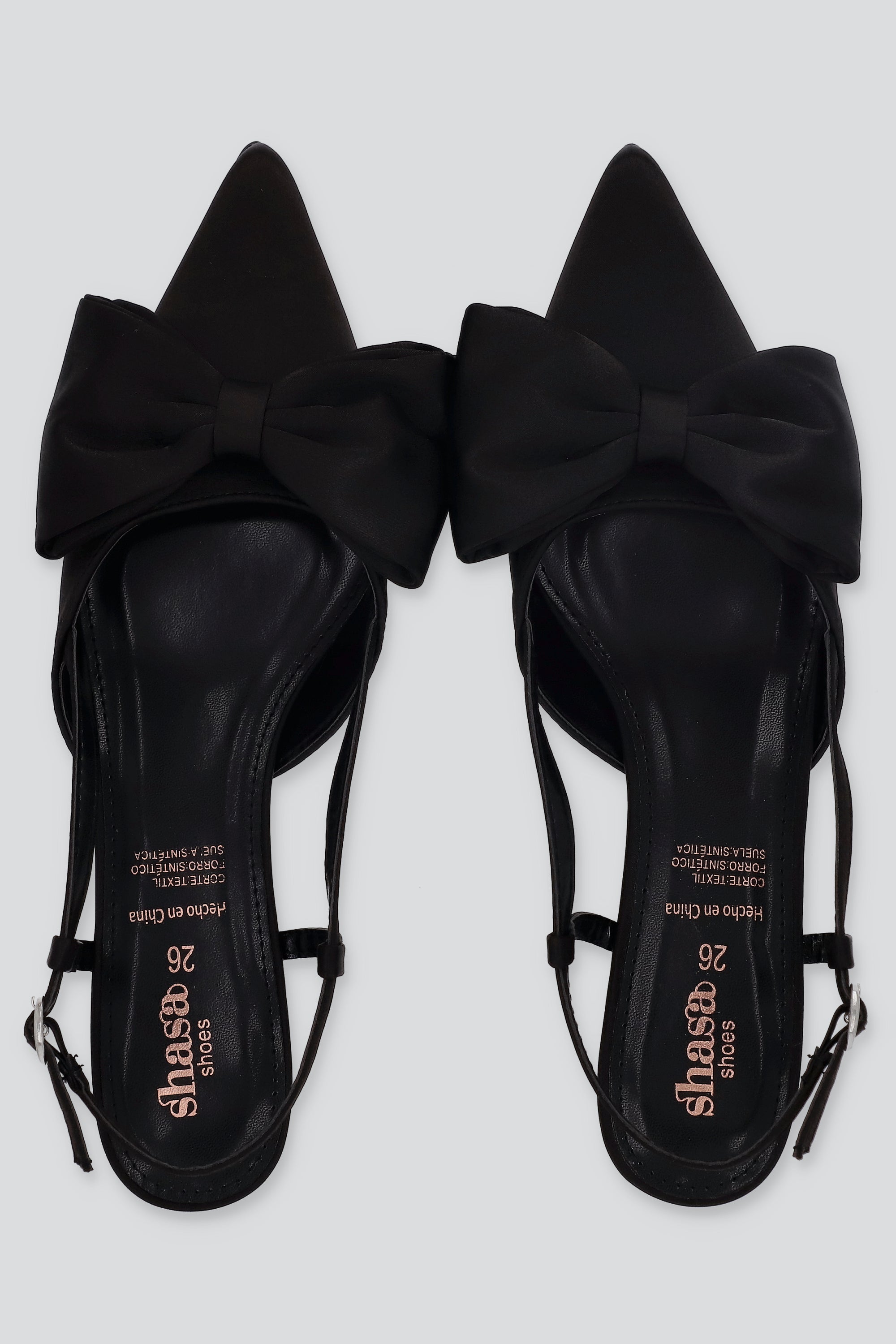 Tacón moño slingback NEGRO
