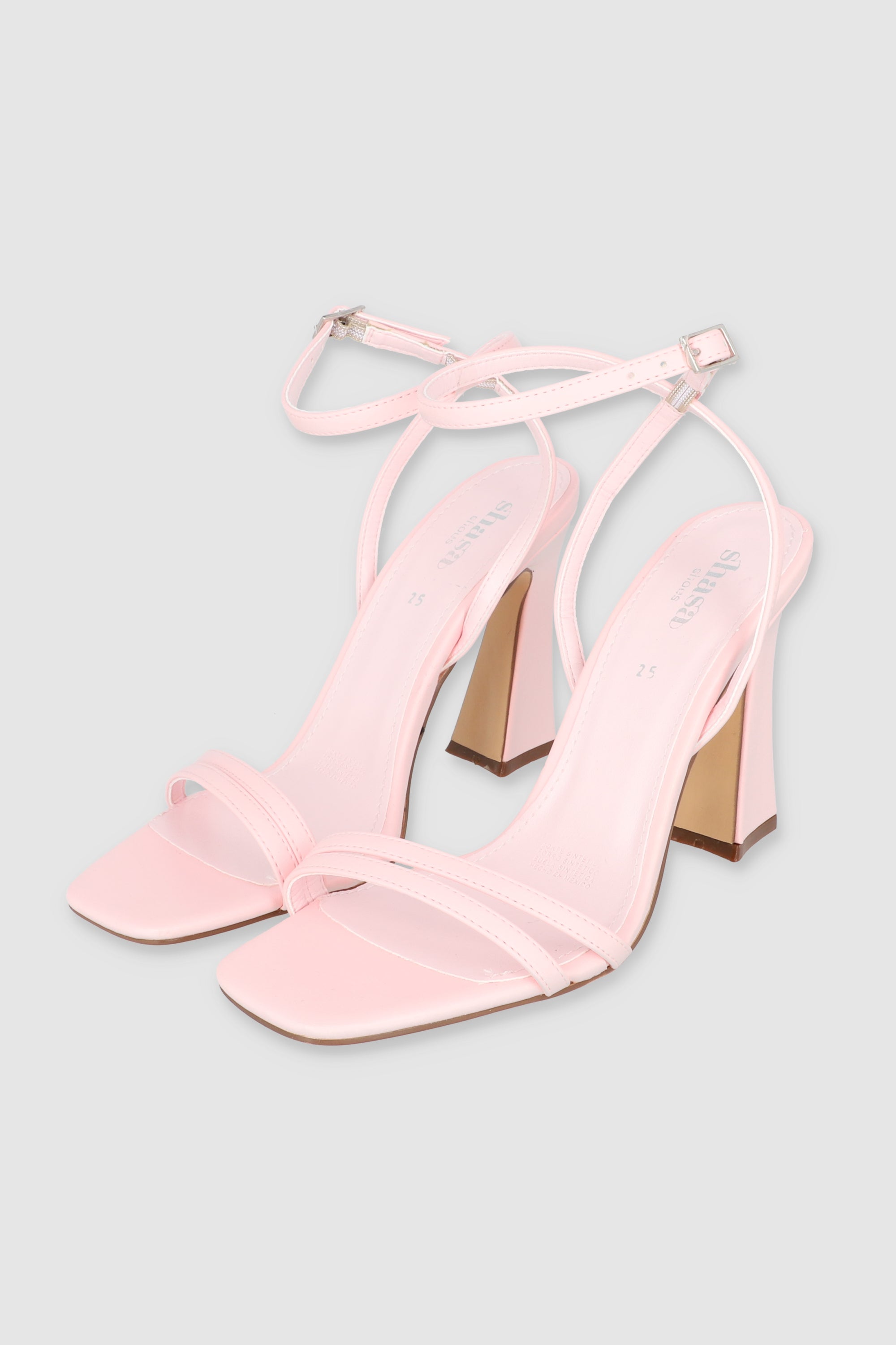 Color Rosa Palo Sandalias Tacon Rosa Pastel Salón Destalonado De