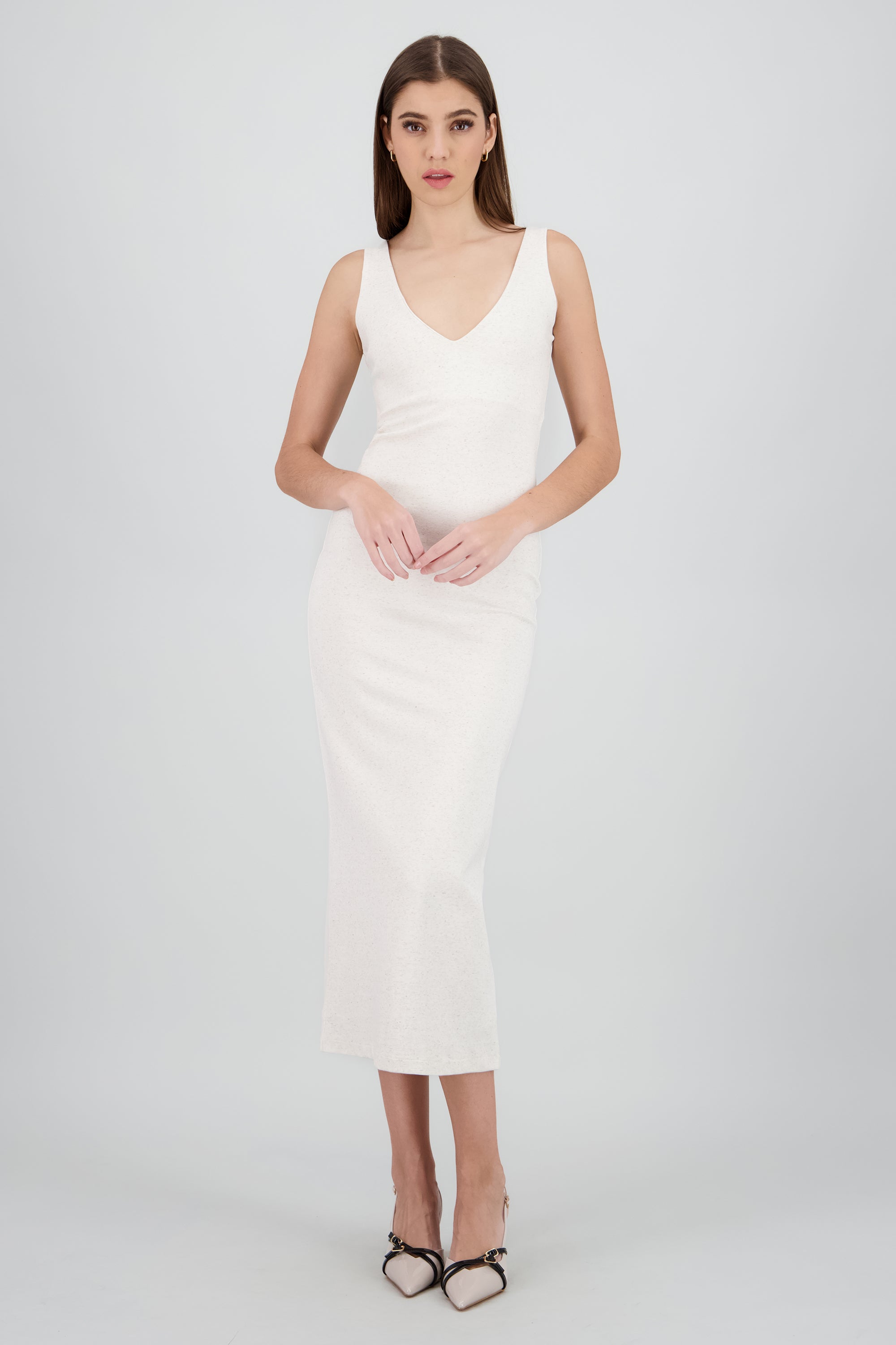 Tacón Pointy Tiras HUESO COMBO