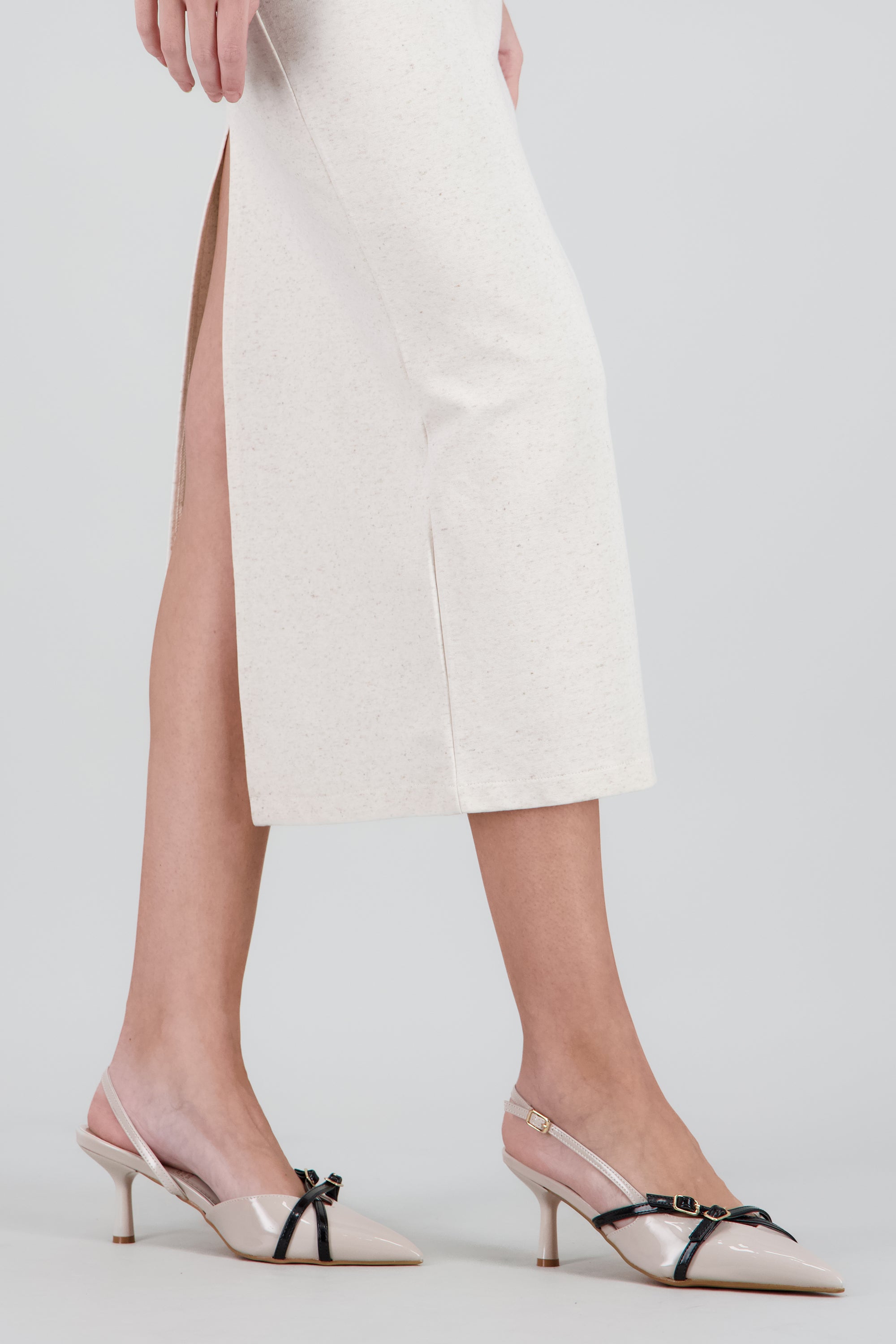 Tacón Pointy Tiras HUESO COMBO