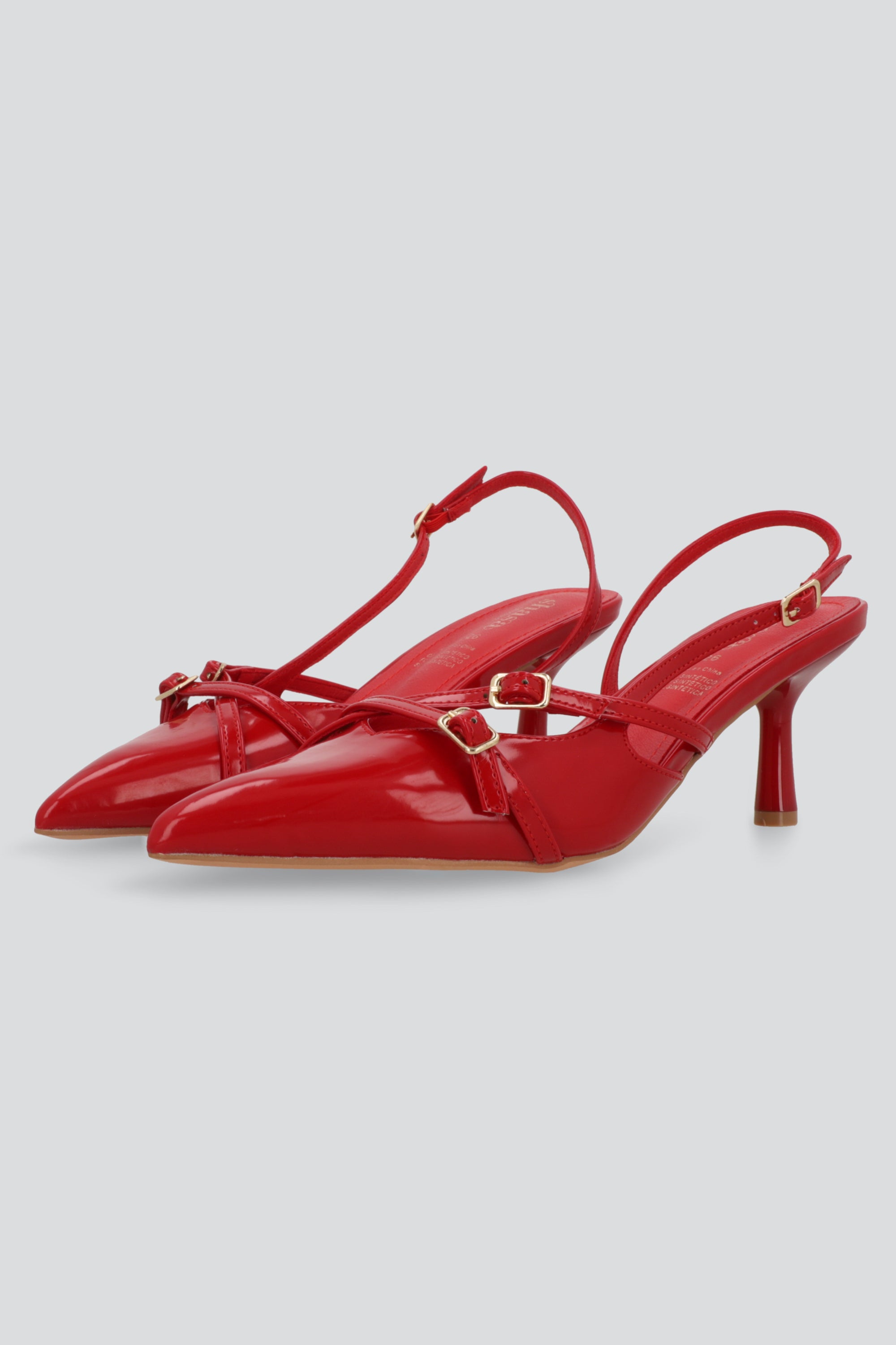 Tacón Pointy Tiras ROJO