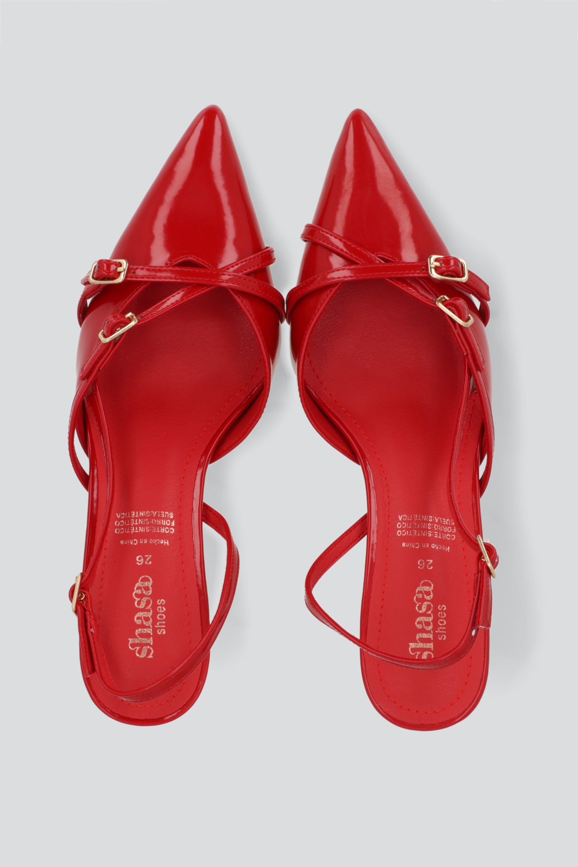Tacón Pointy Tiras ROJO