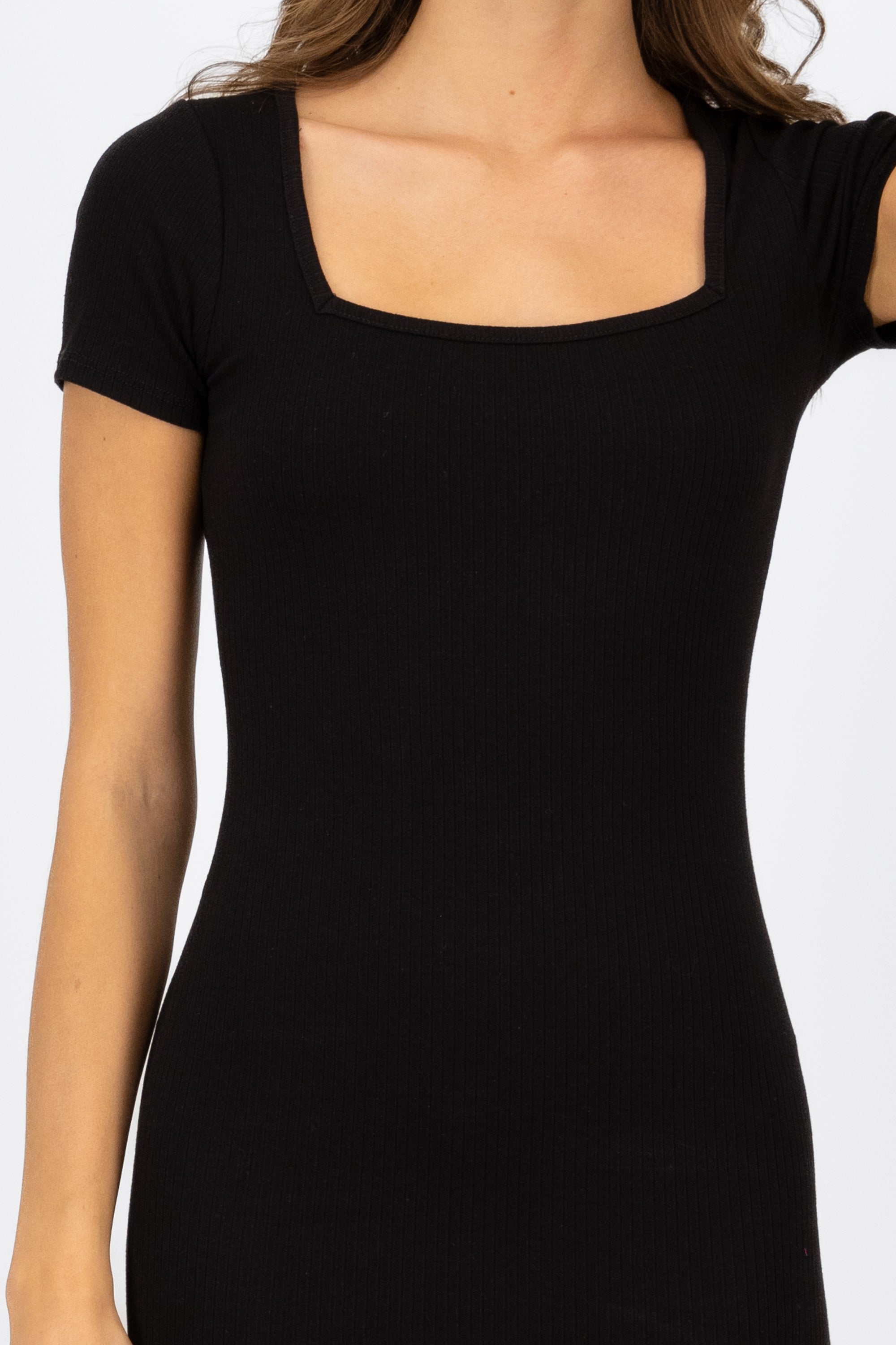 Vestido bodycon de escote cuadrado liso NEGRO