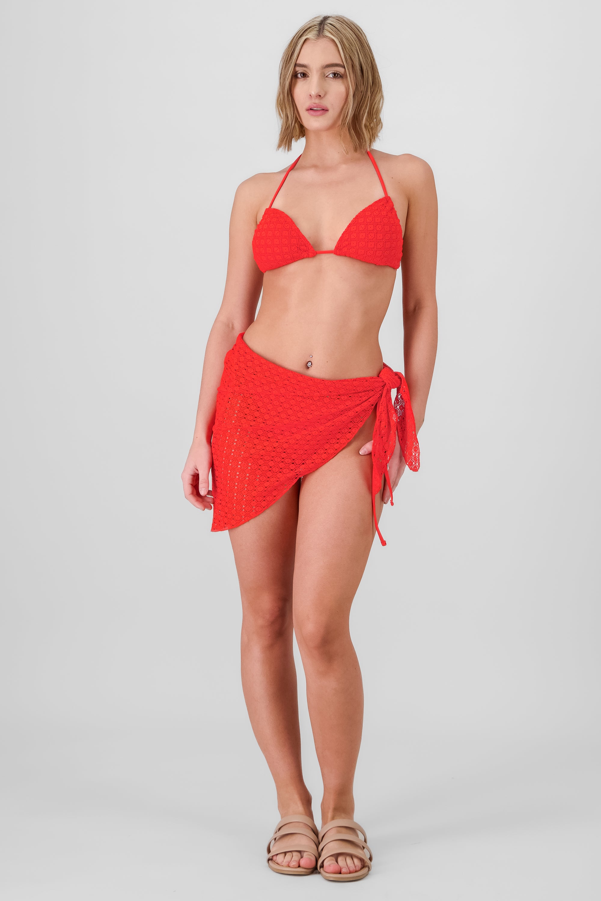 Bikini tres pzs tipo crochet ROJO