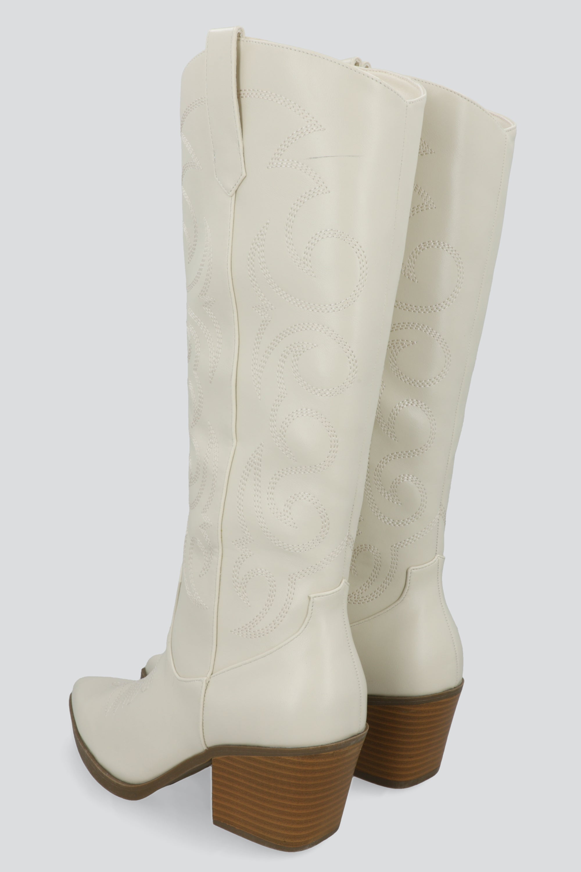 Bota larga vaquera bordados HUESO