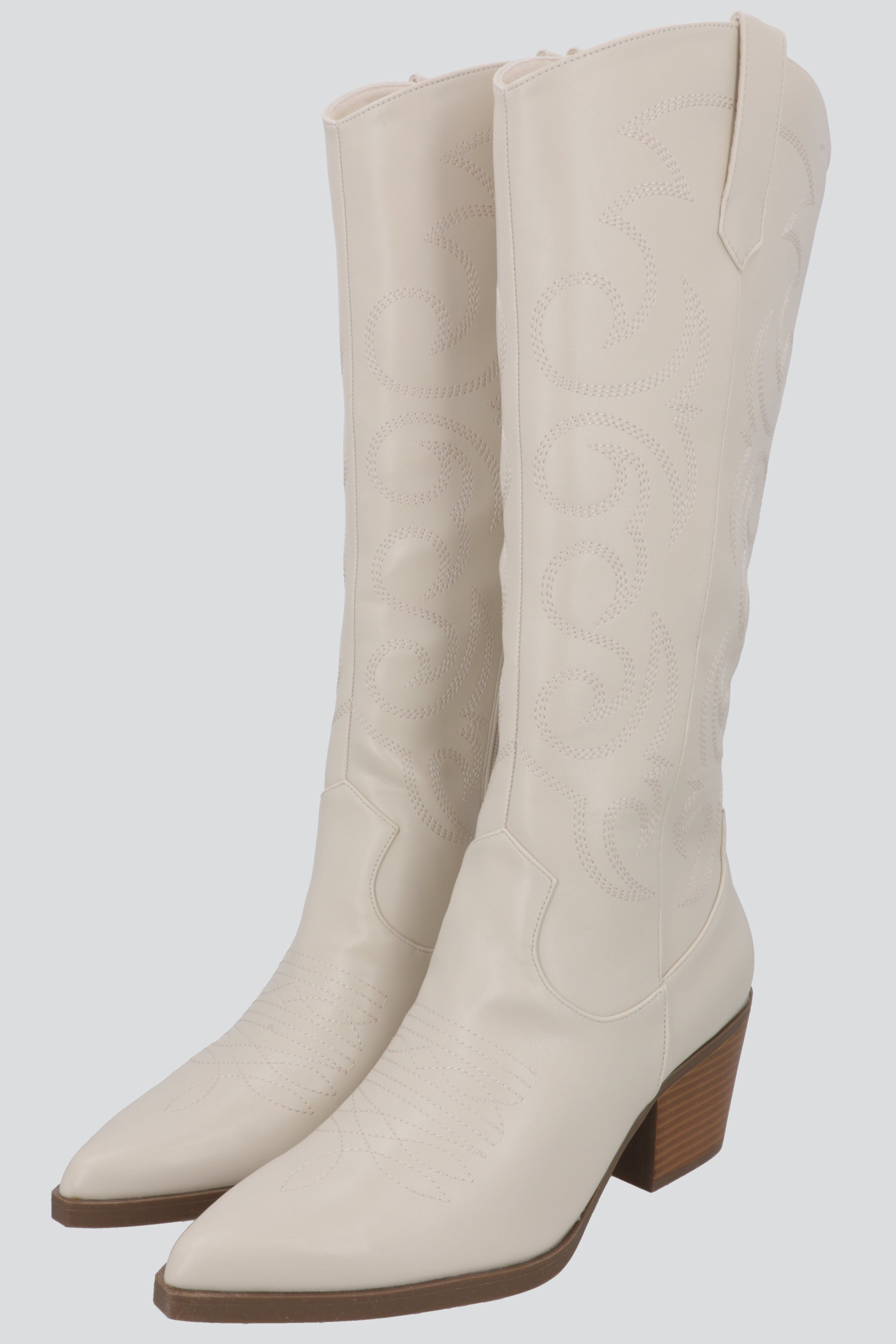 Bota larga vaquera bordados HUESO