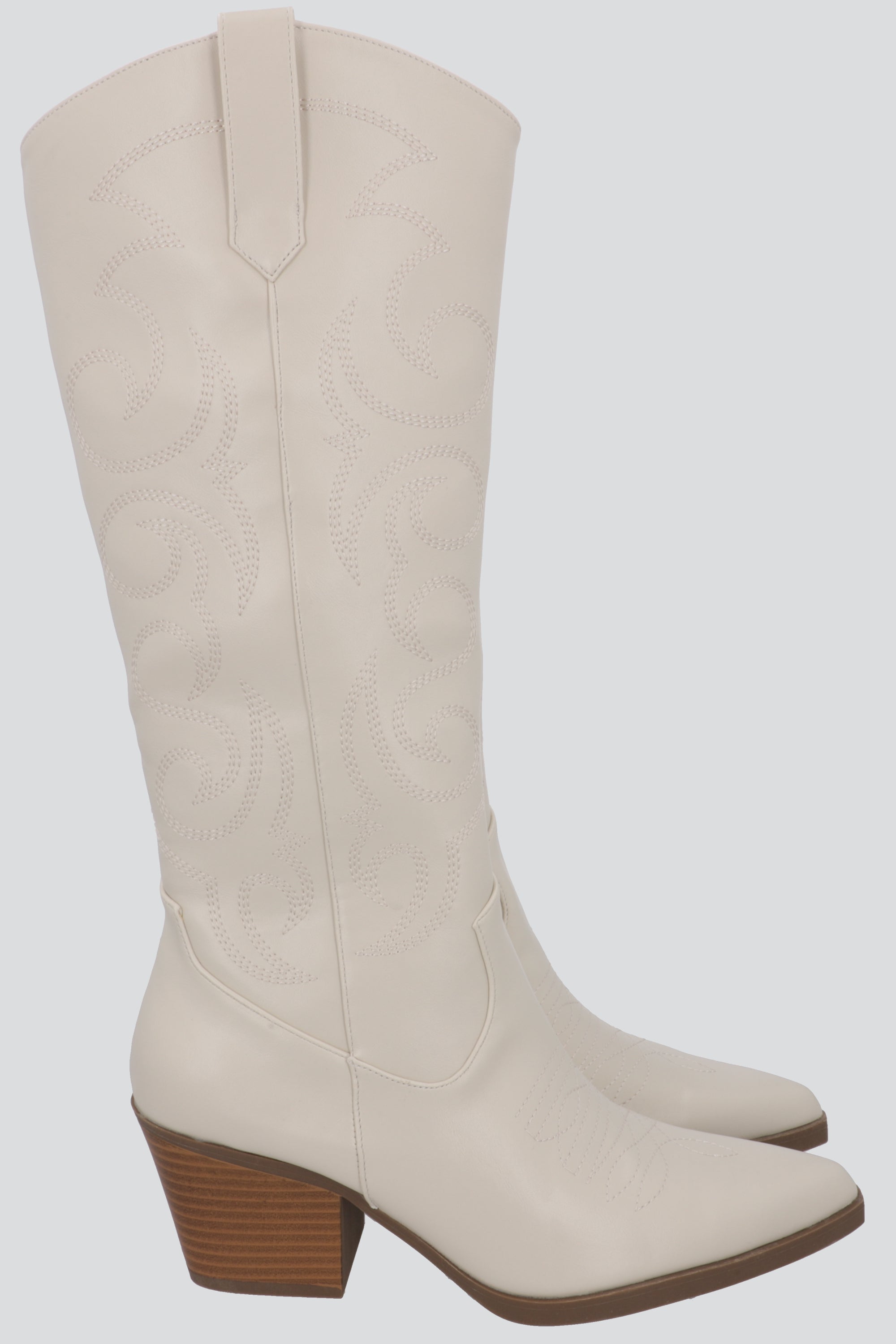 Bota larga vaquera bordados HUESO