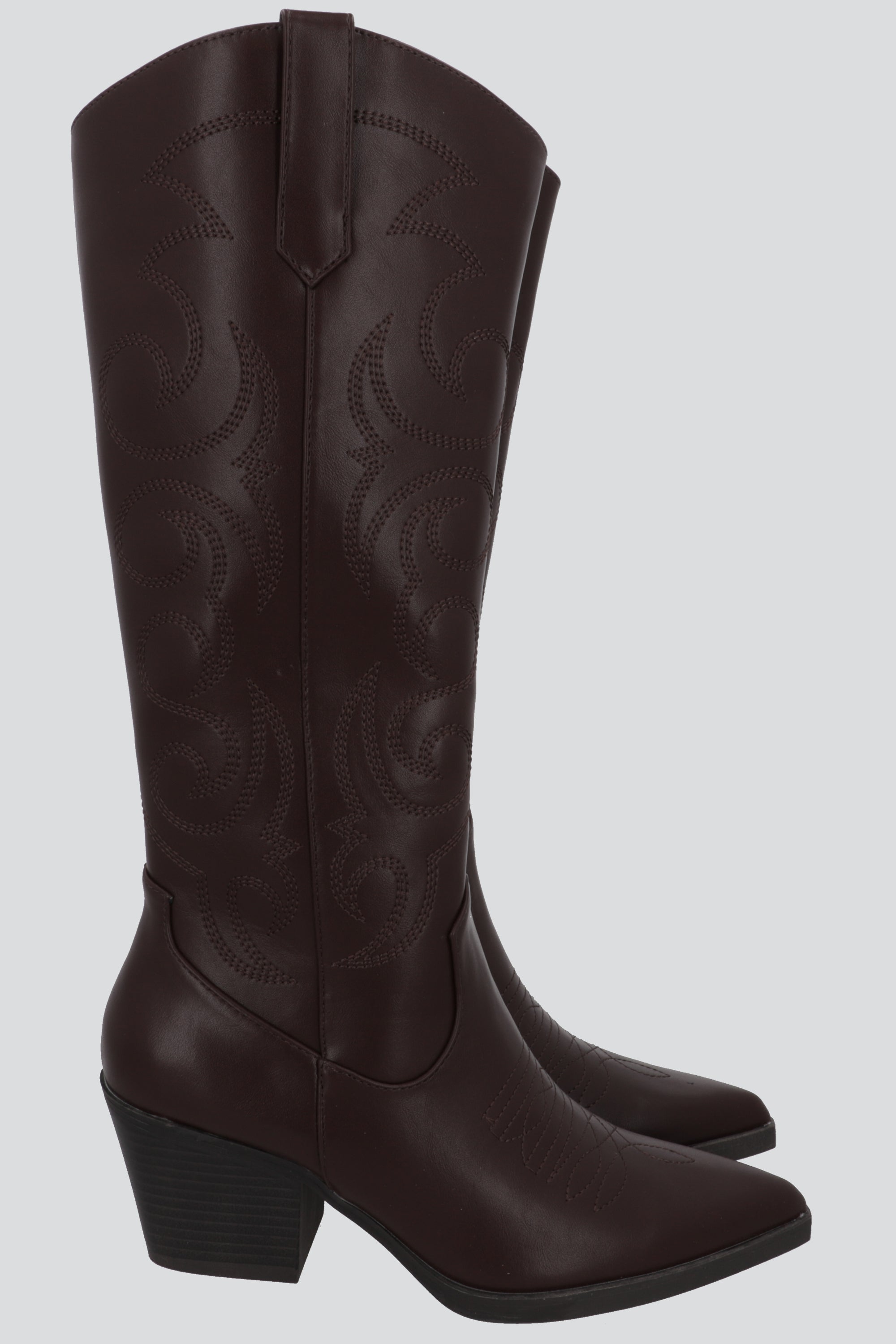 Bota larga vaquera bordados CAFE