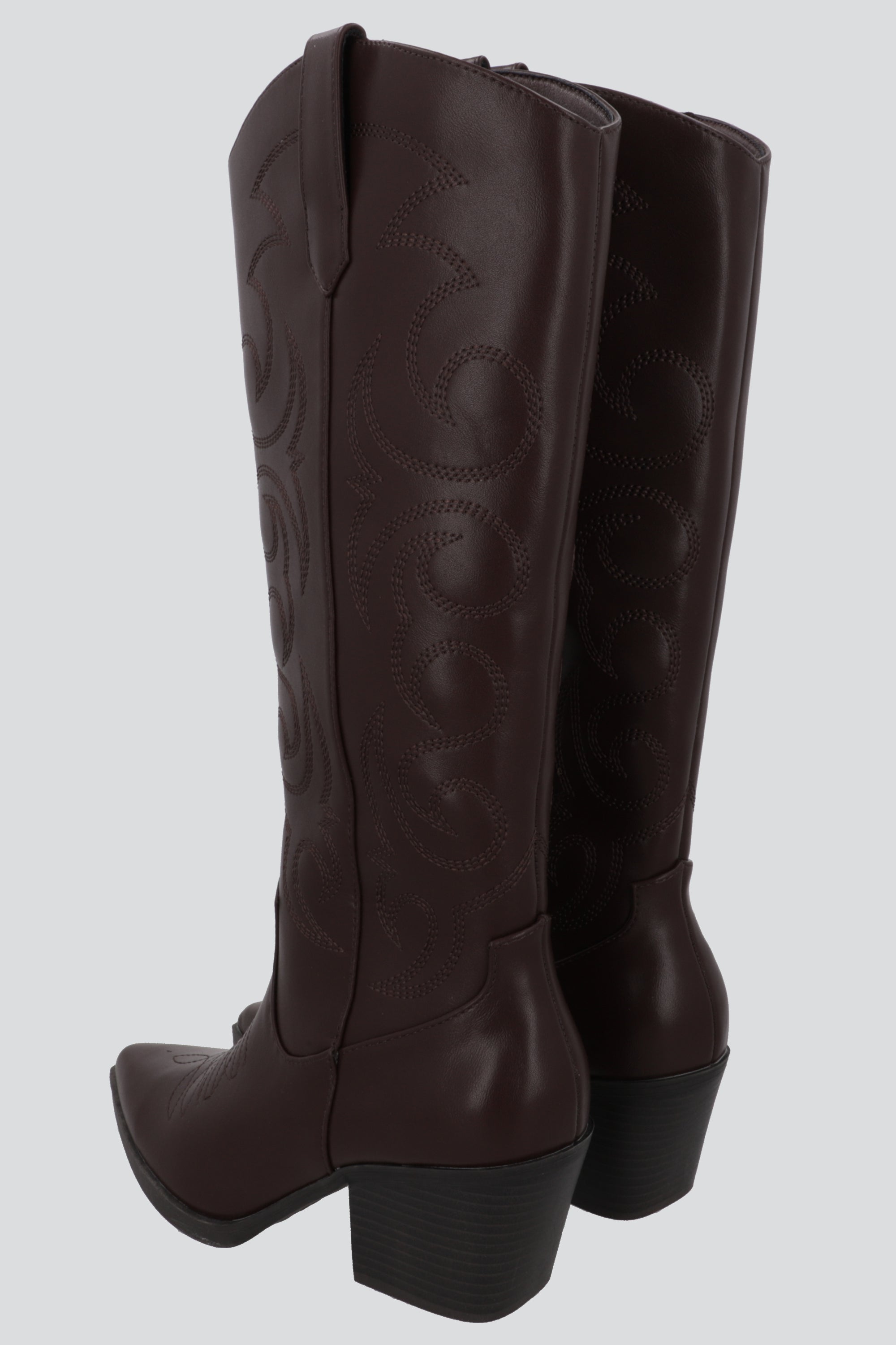 Bota larga vaquera bordados CAFE