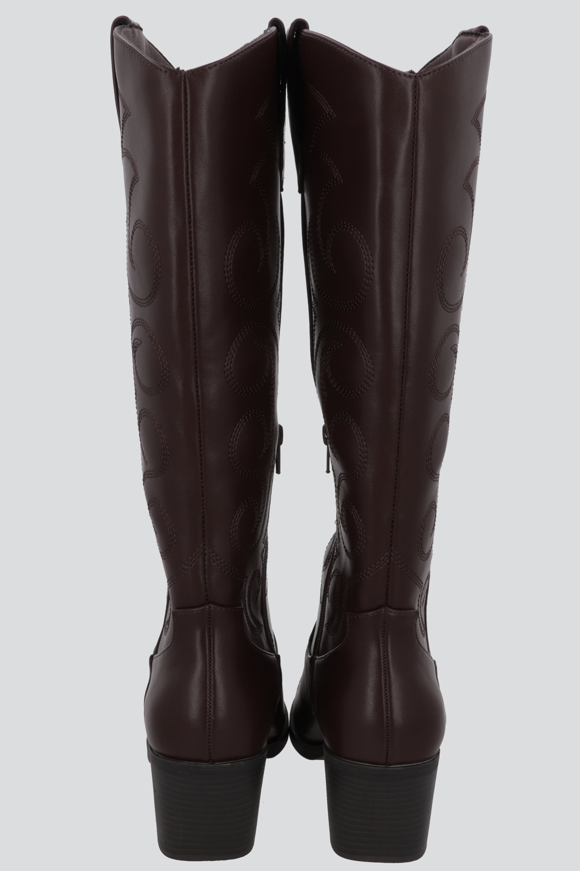 Bota larga vaquera bordados CAFE