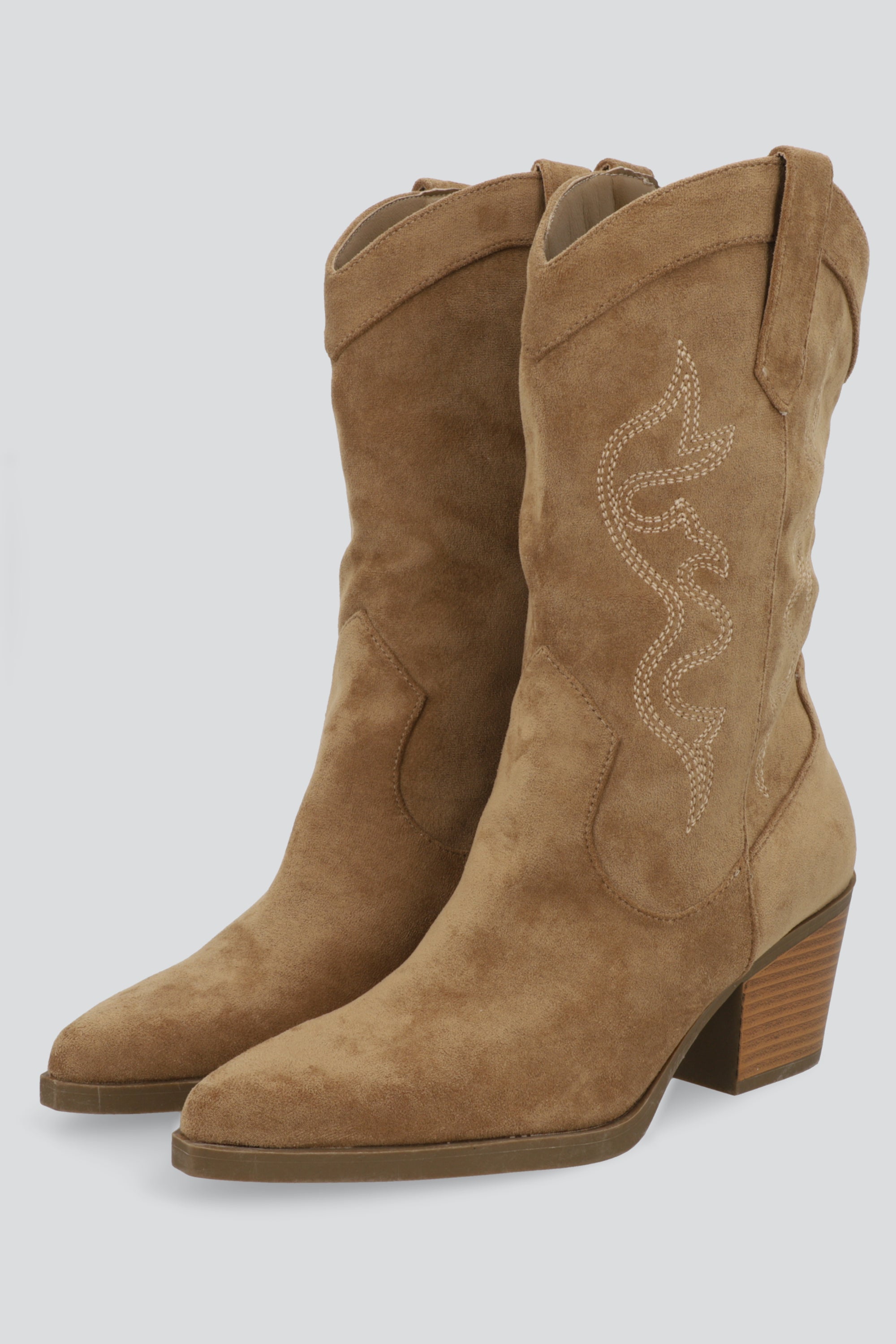 Botín vaquero midi bordados BEIGE