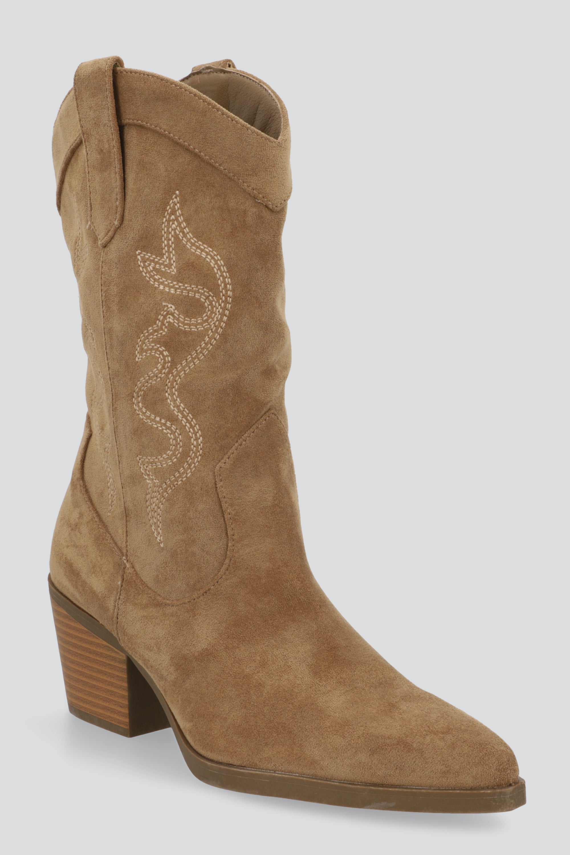 Botín vaquero midi bordados BEIGE