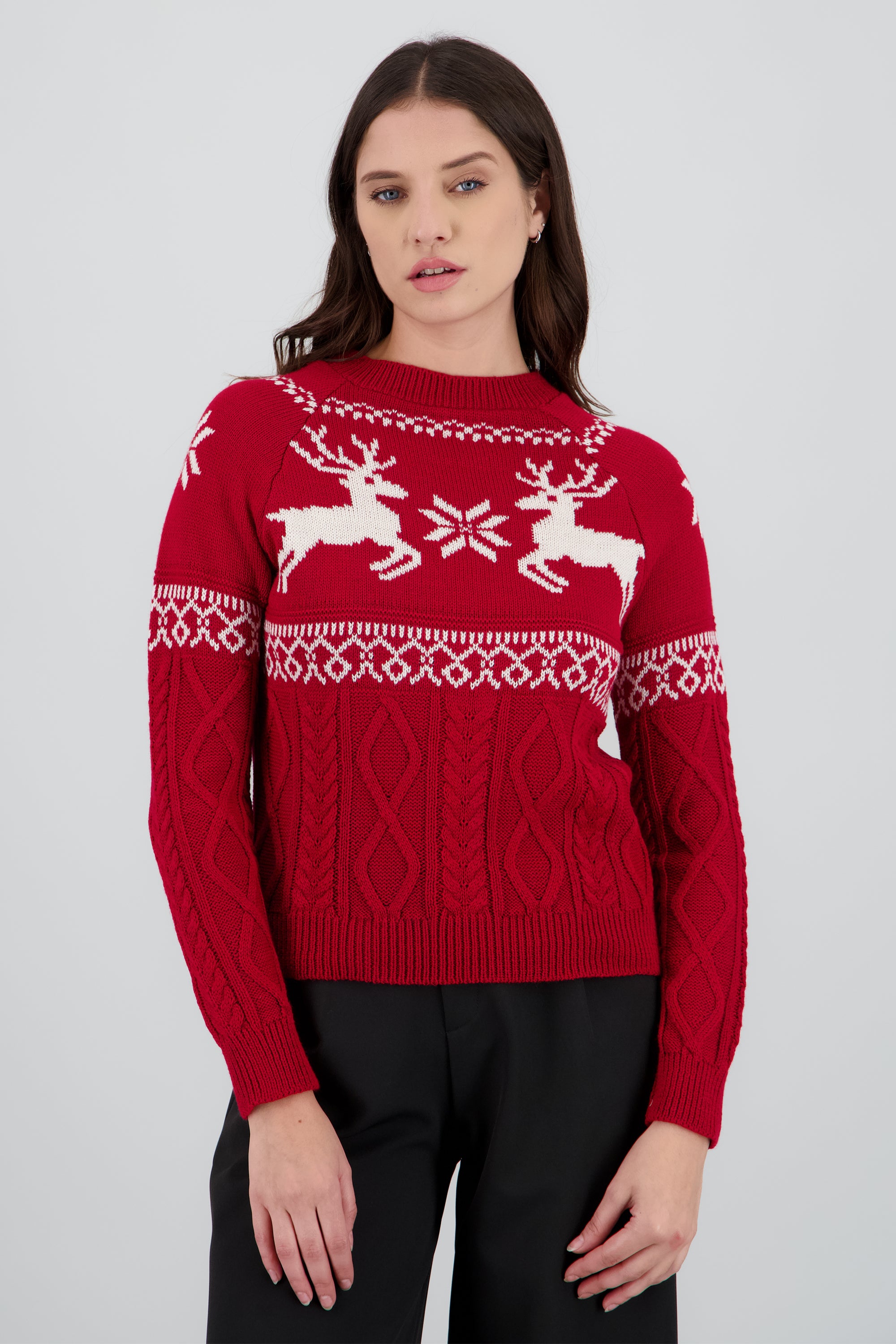 Sueter navideño renos ROJO COMBO