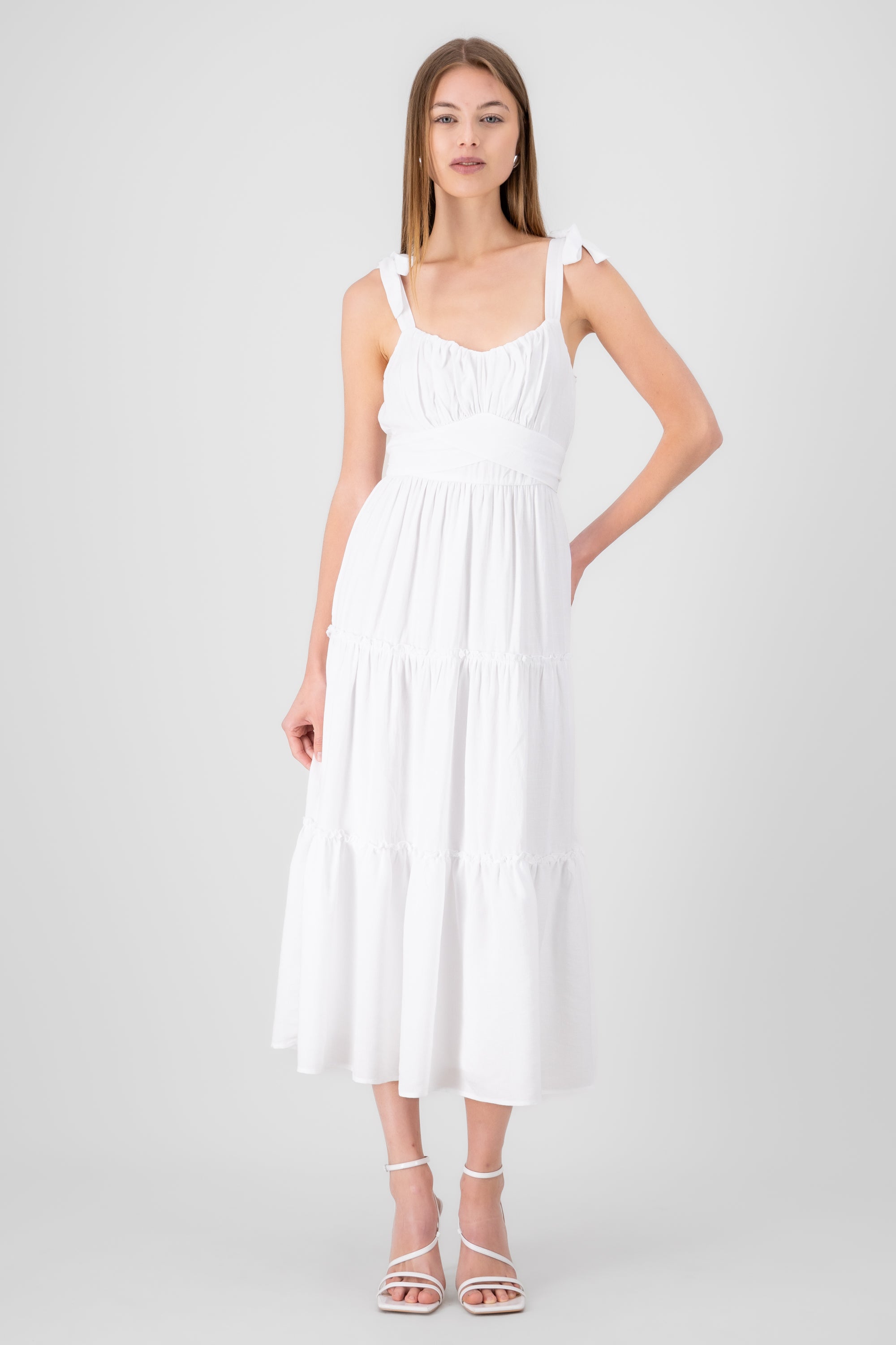 Vestido maxi liso BLANCO