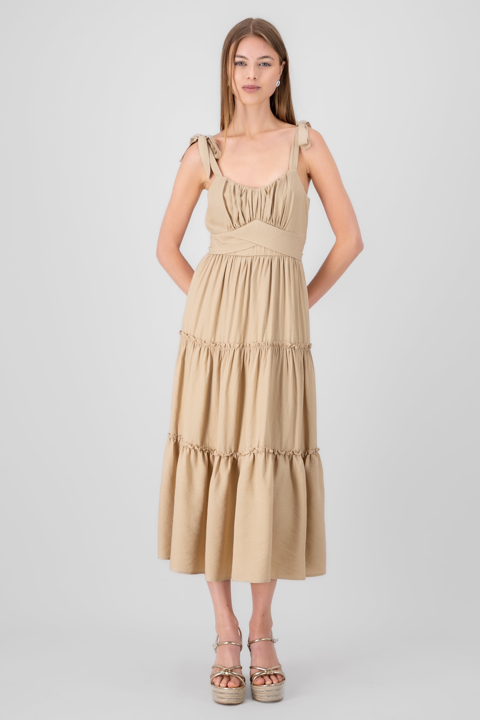 Vestido maxi liso KHAKI