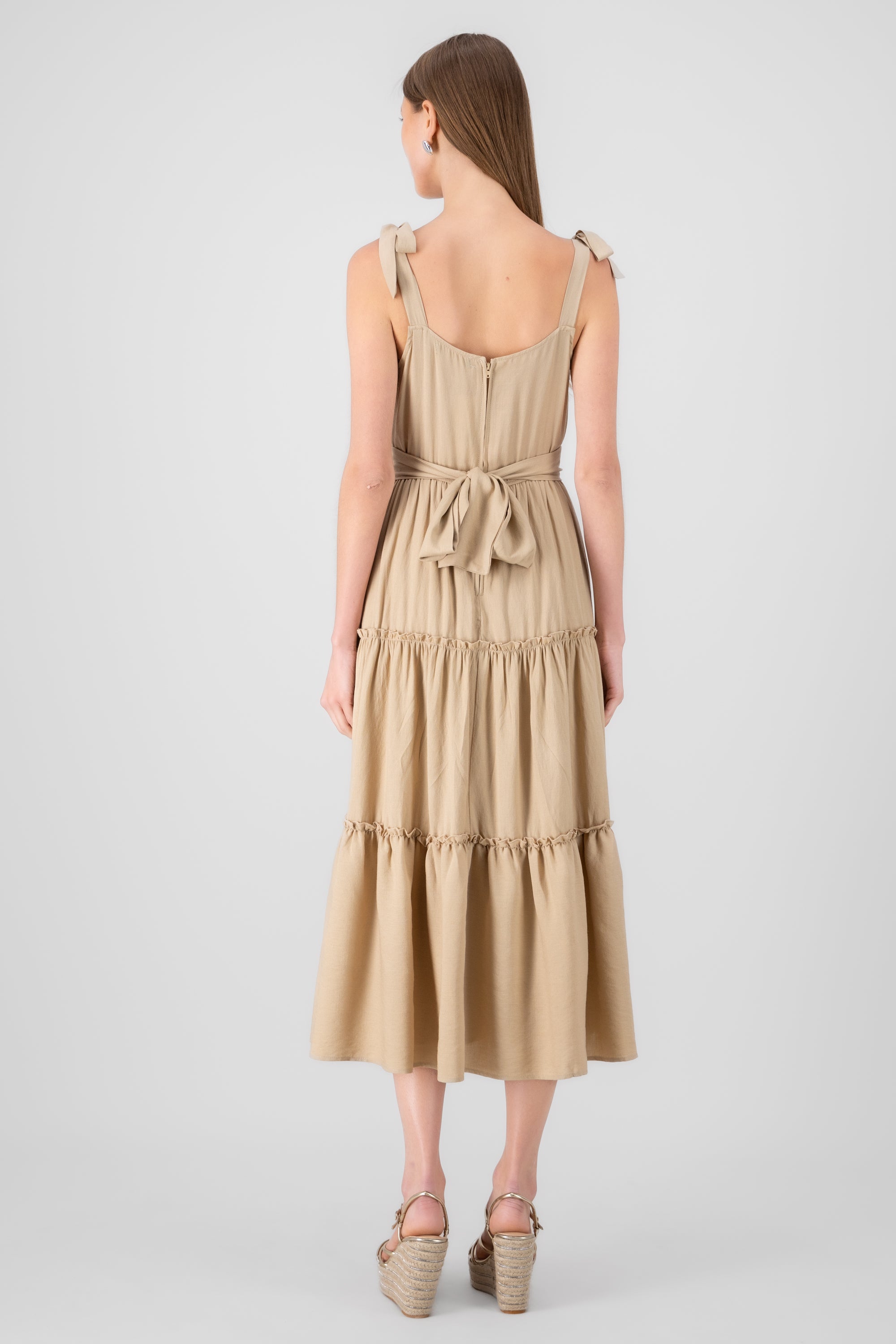 Vestido maxi liso KHAKI