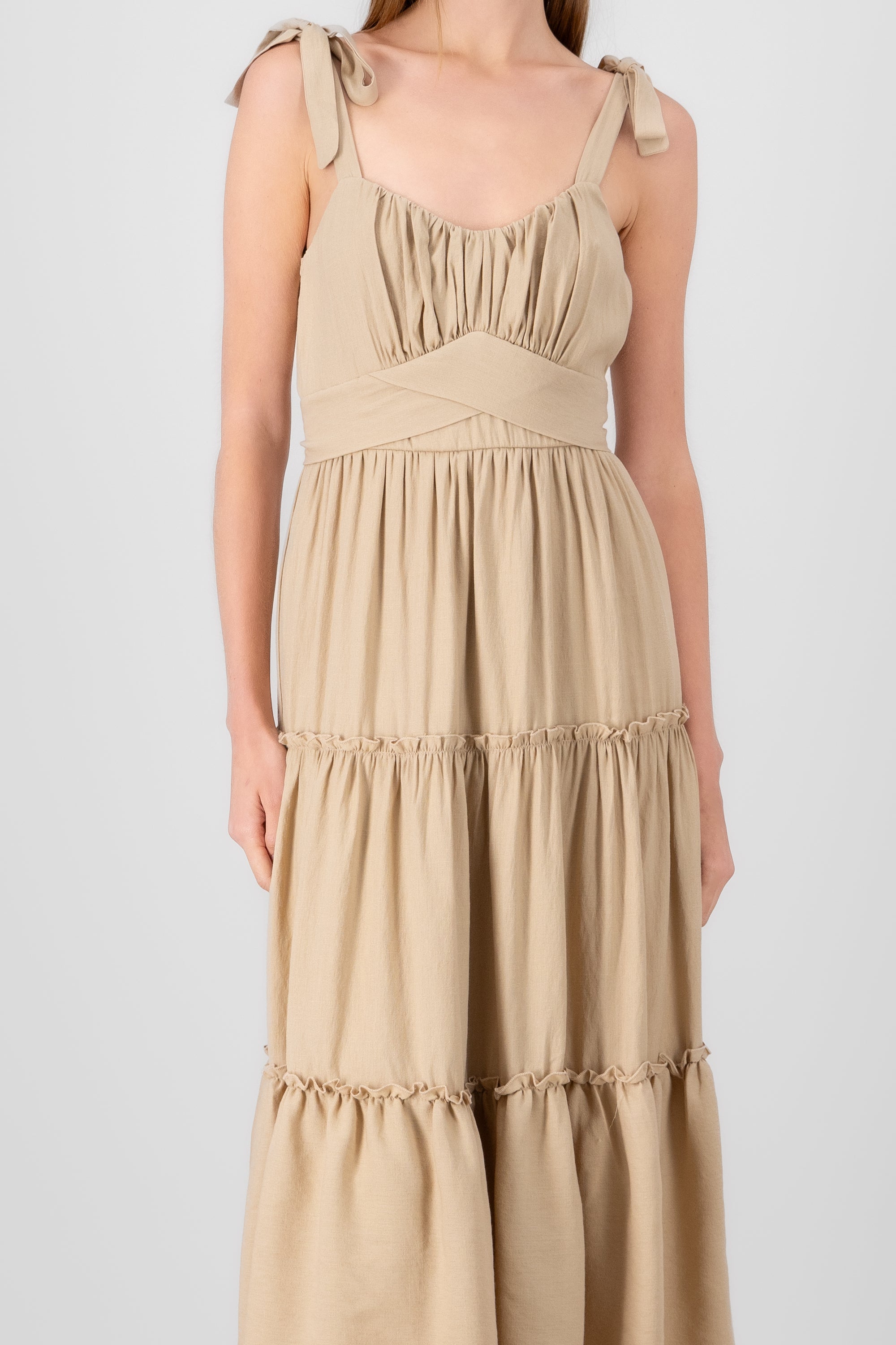 Vestido maxi liso KHAKI