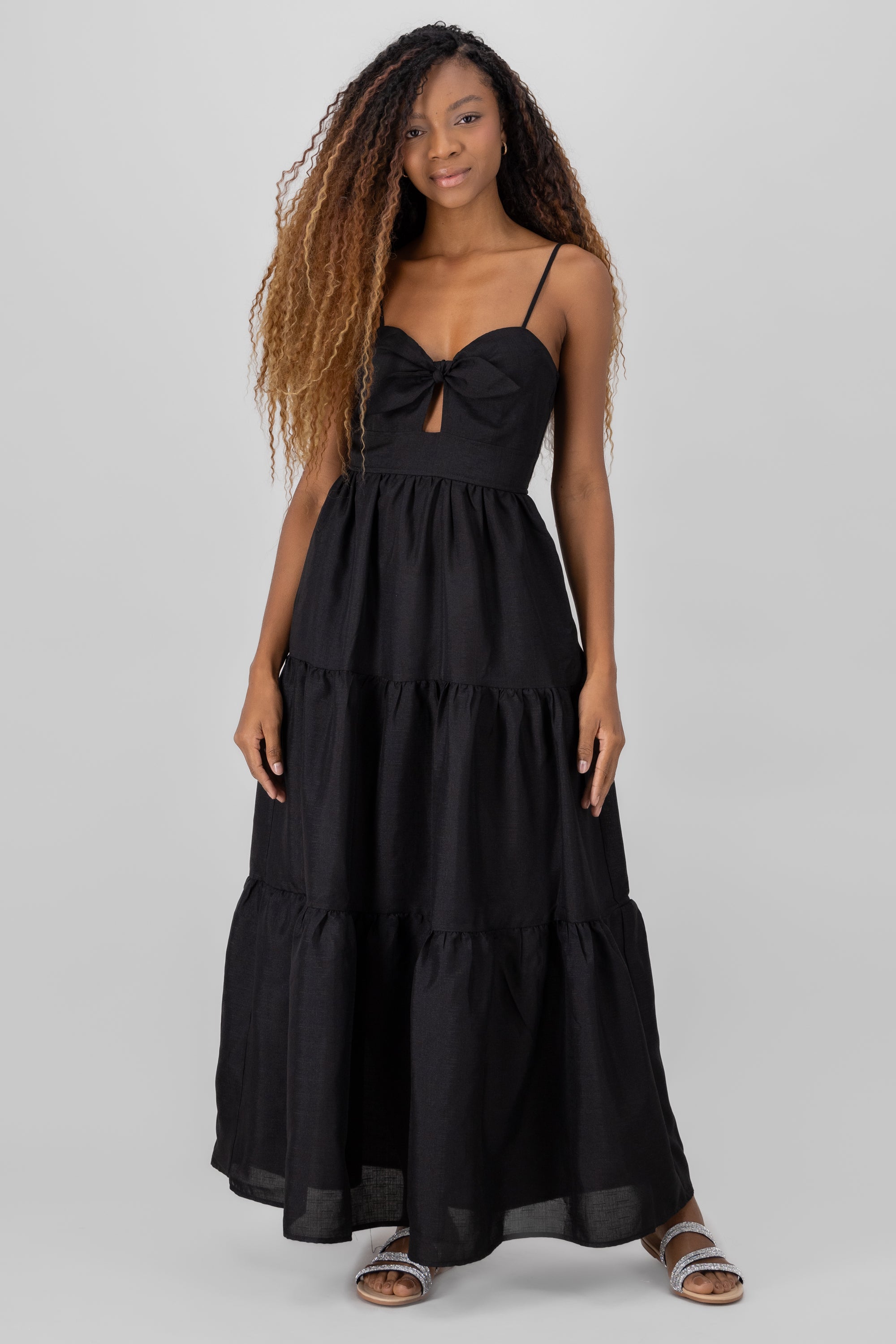 Vestido maxi liso NEGRO