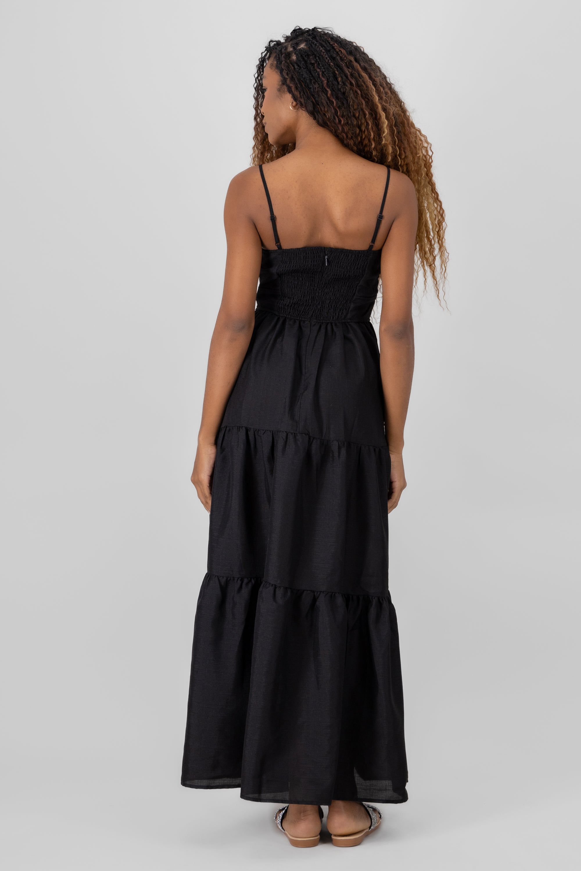 Vestido maxi liso NEGRO