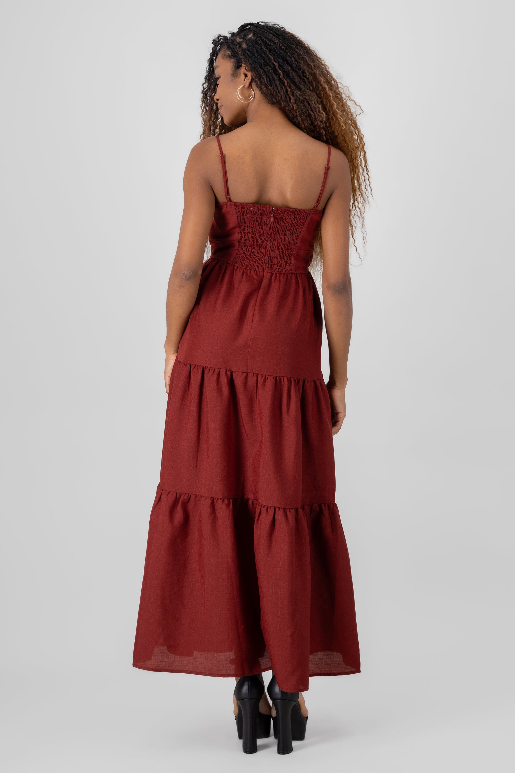 Vestido maxi liso VINO