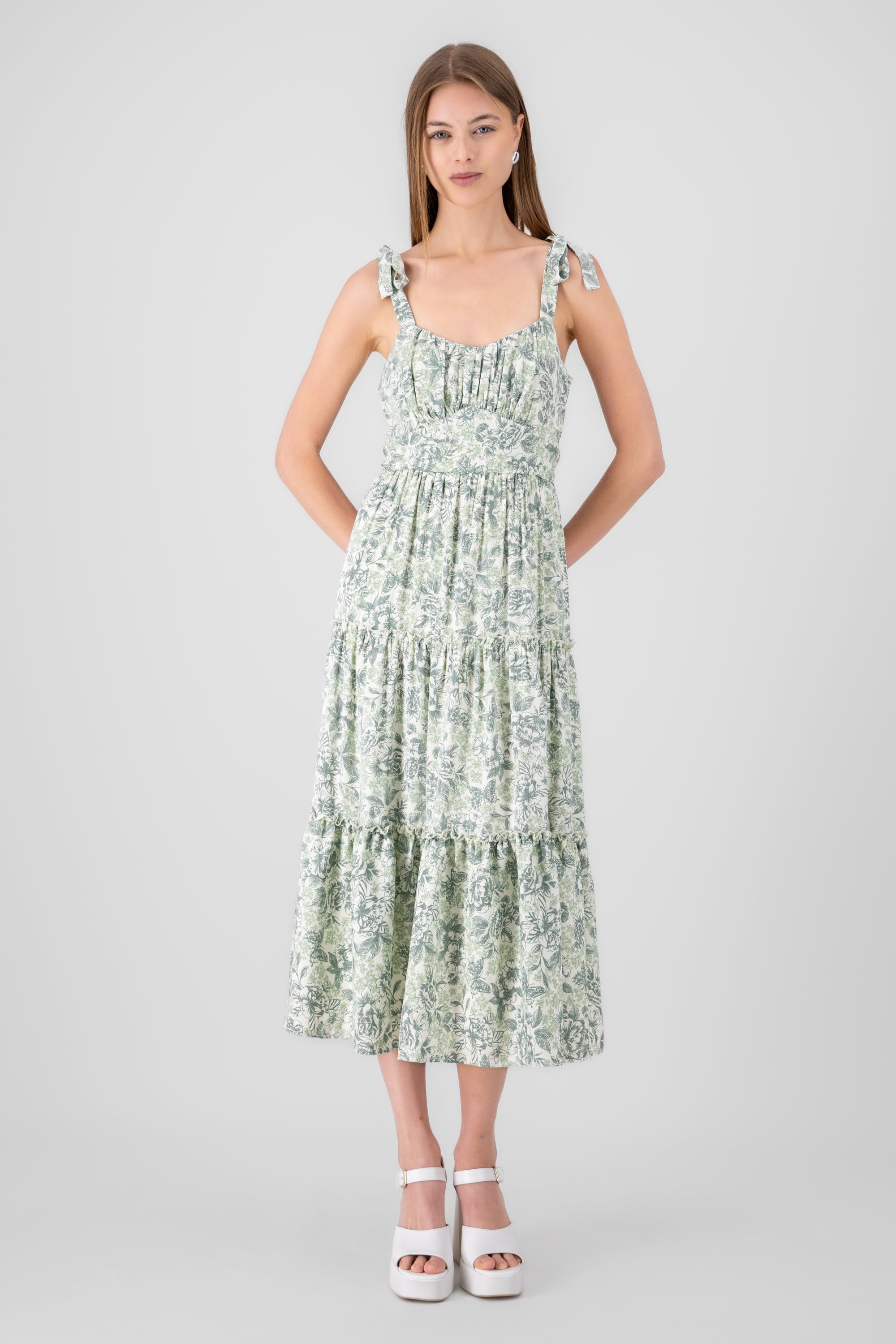 Vestido maxi floral VERDE COMBO