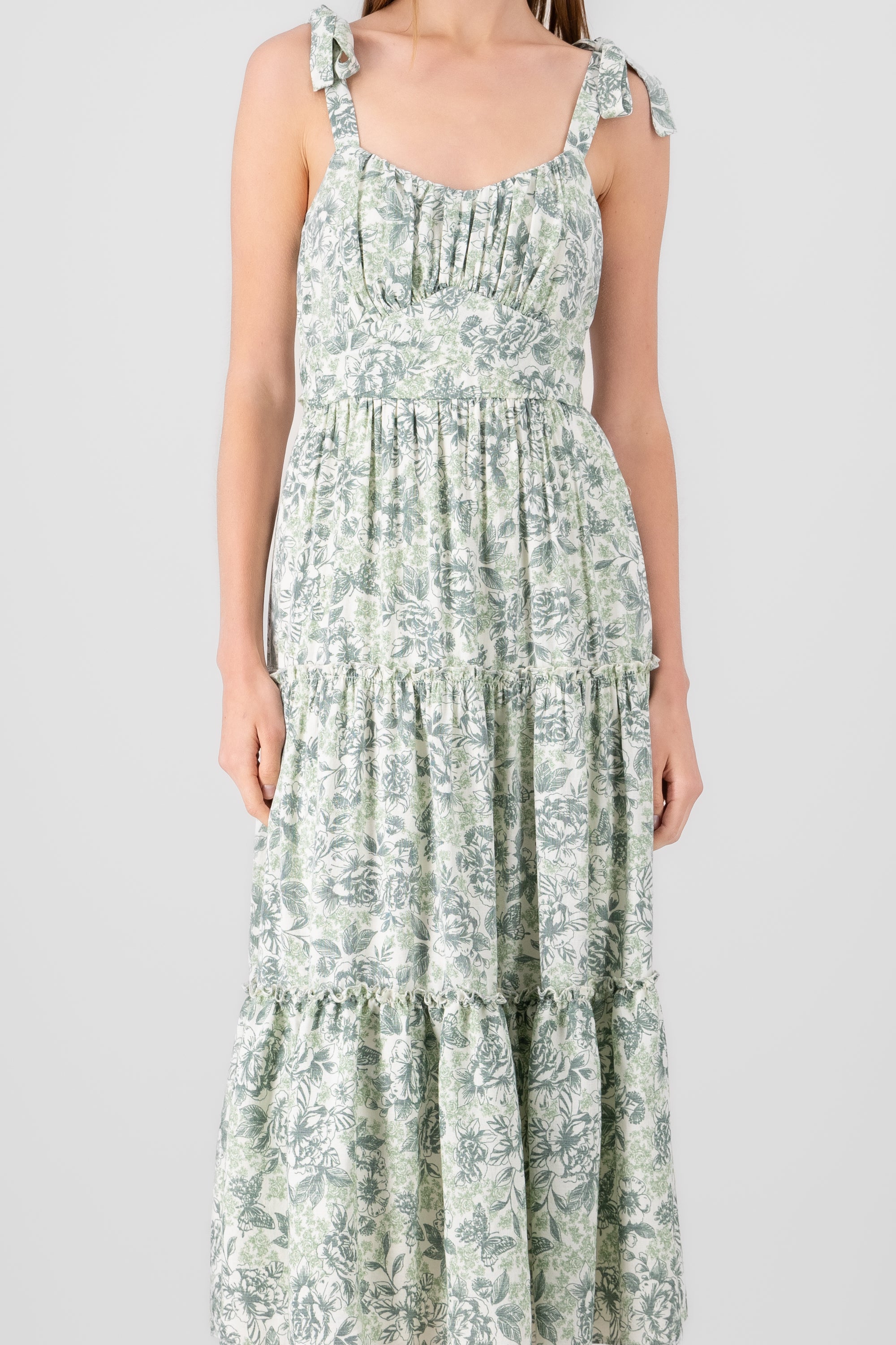 Vestido maxi floral VERDE COMBO