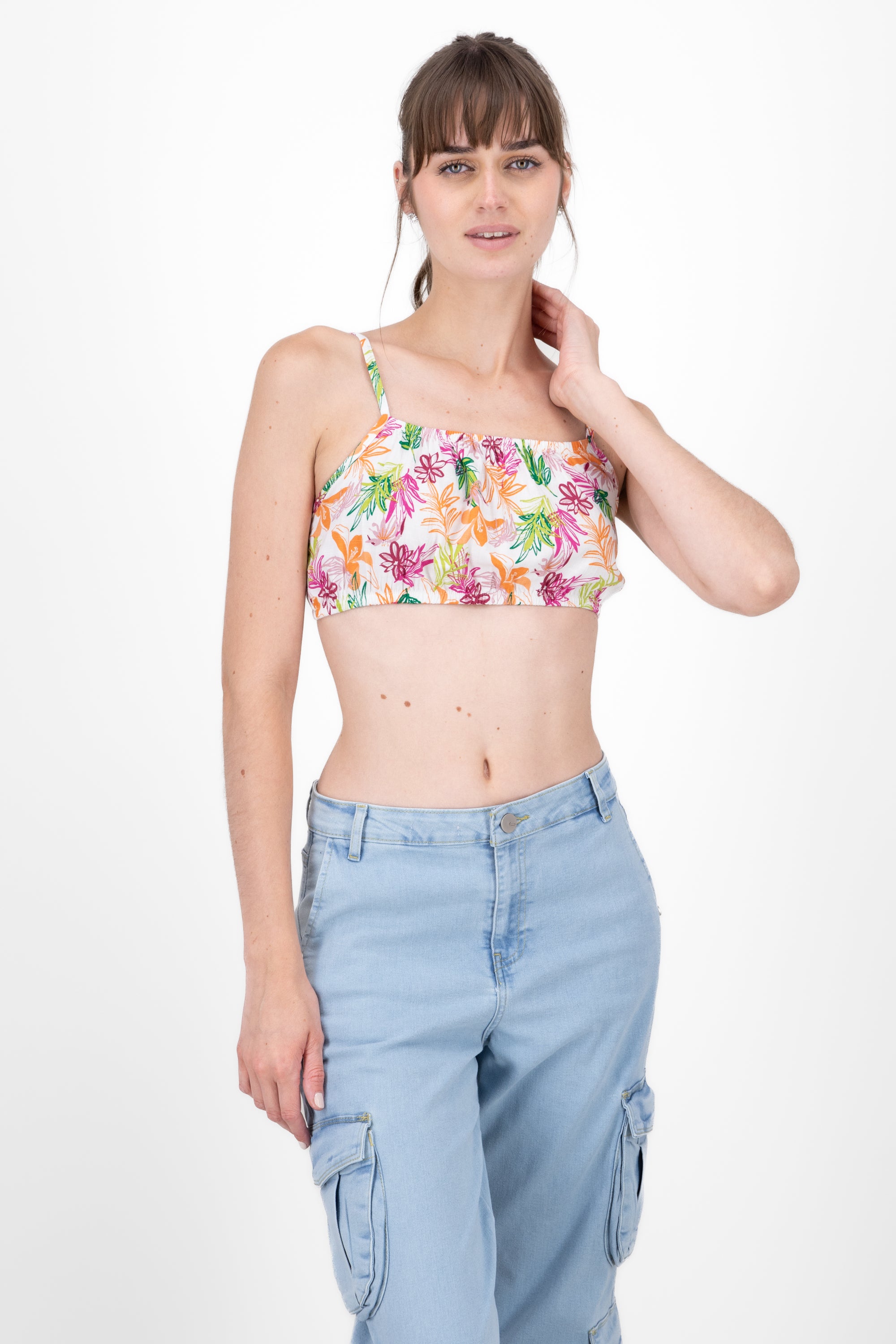 Top tirantes estampado tropical BLANCO COMBO