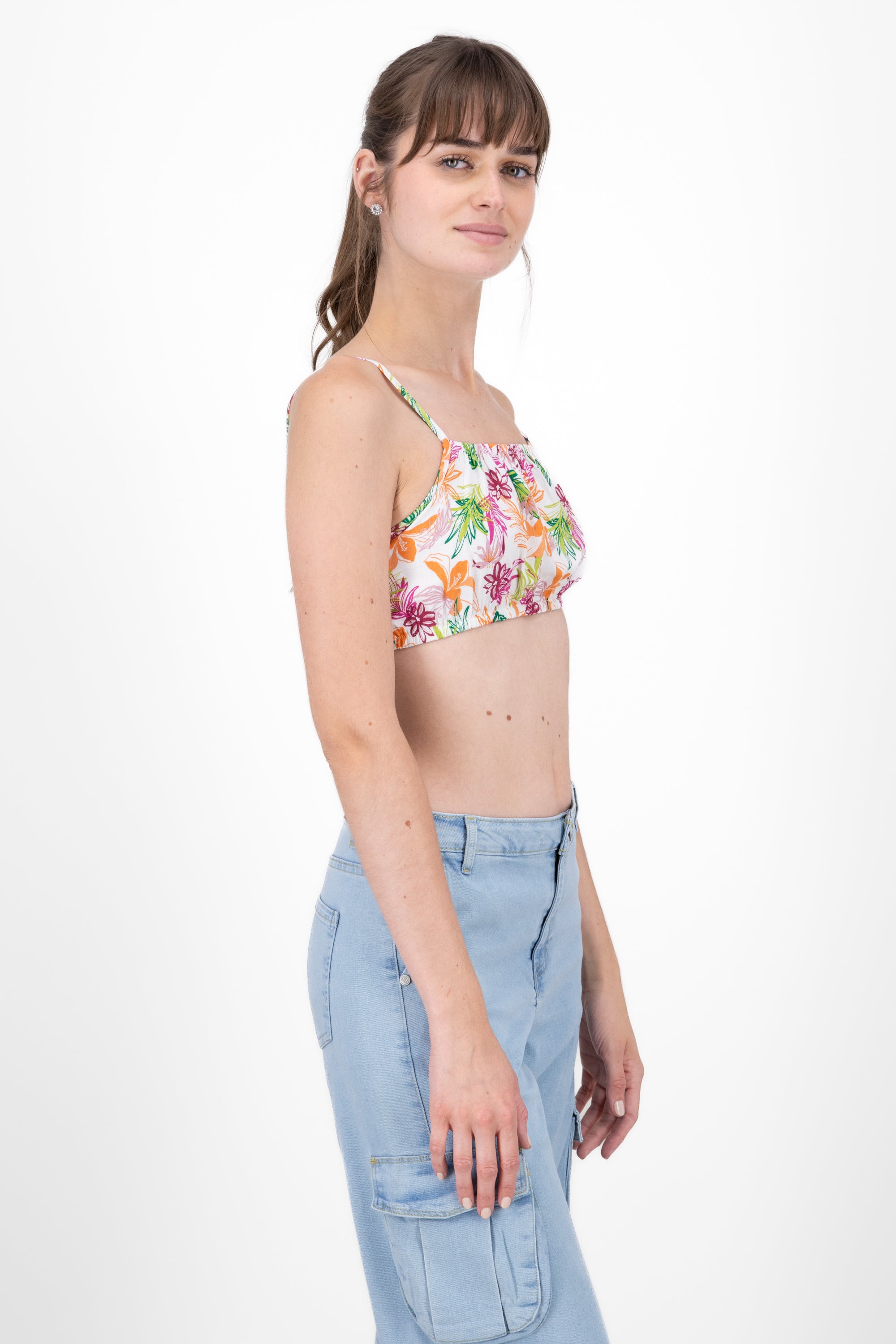 Top tirantes estampado tropical BLANCO COMBO