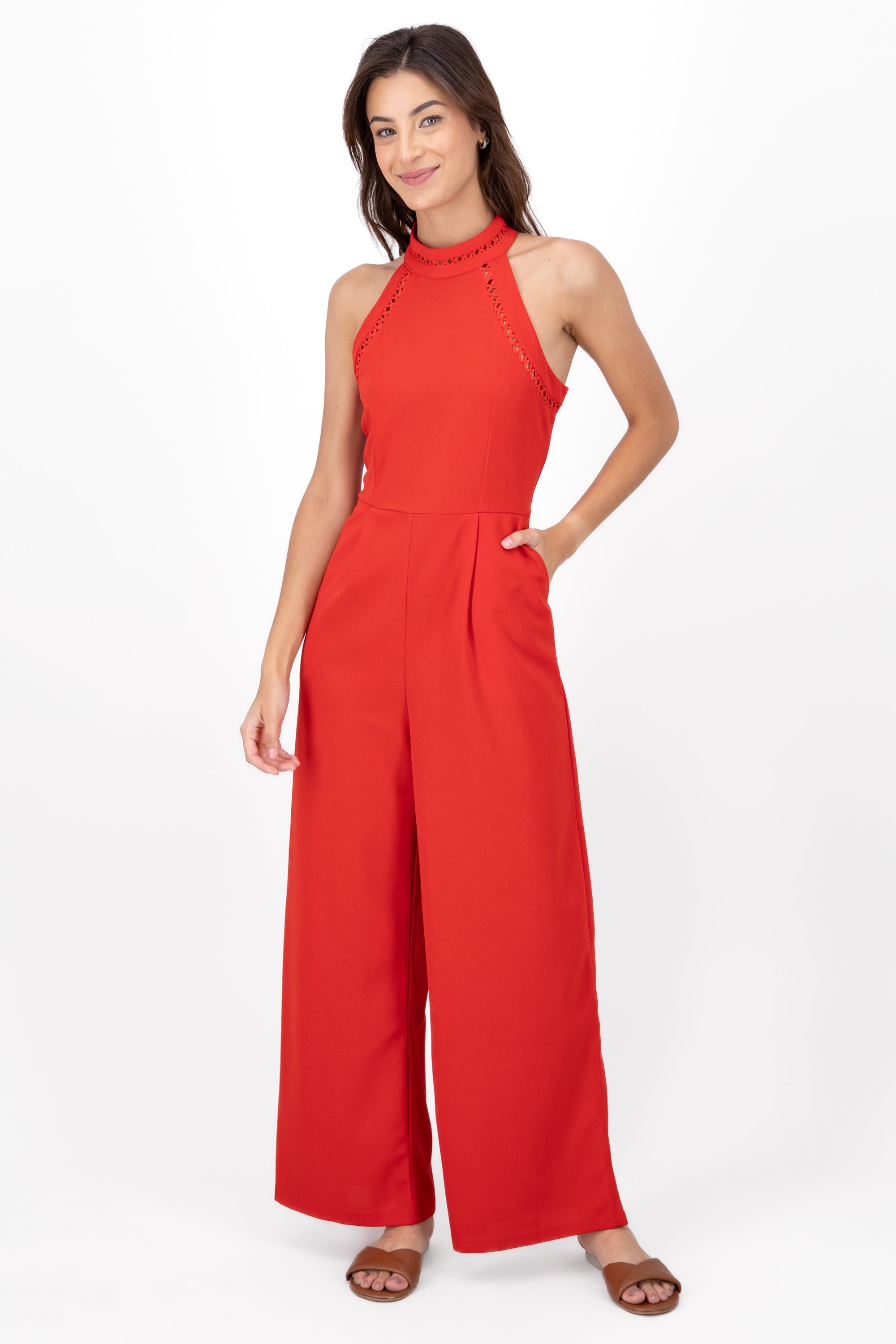 Jumpsuit cuello halter ROJO