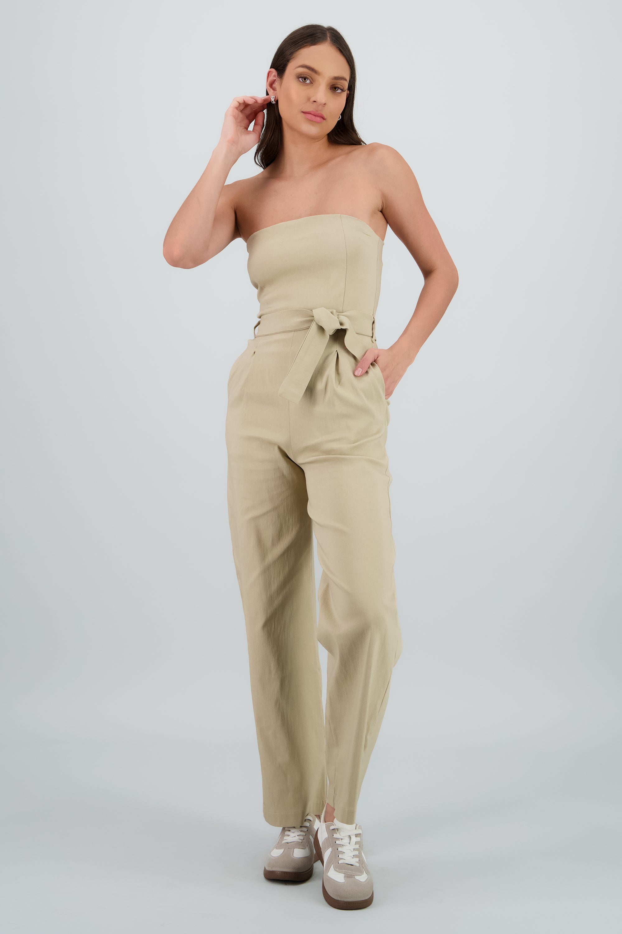 Jumpsuit strapless detalle cinturon ARENA