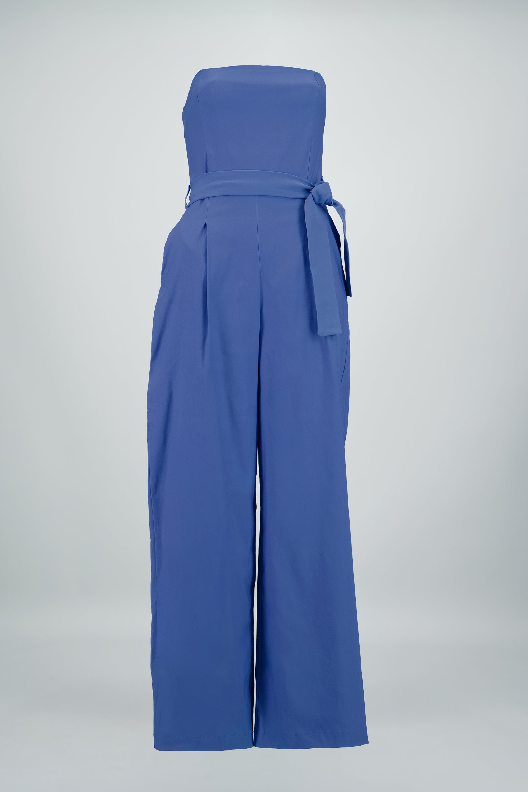 Jumpsuit strapless detalle cinturon AZUL