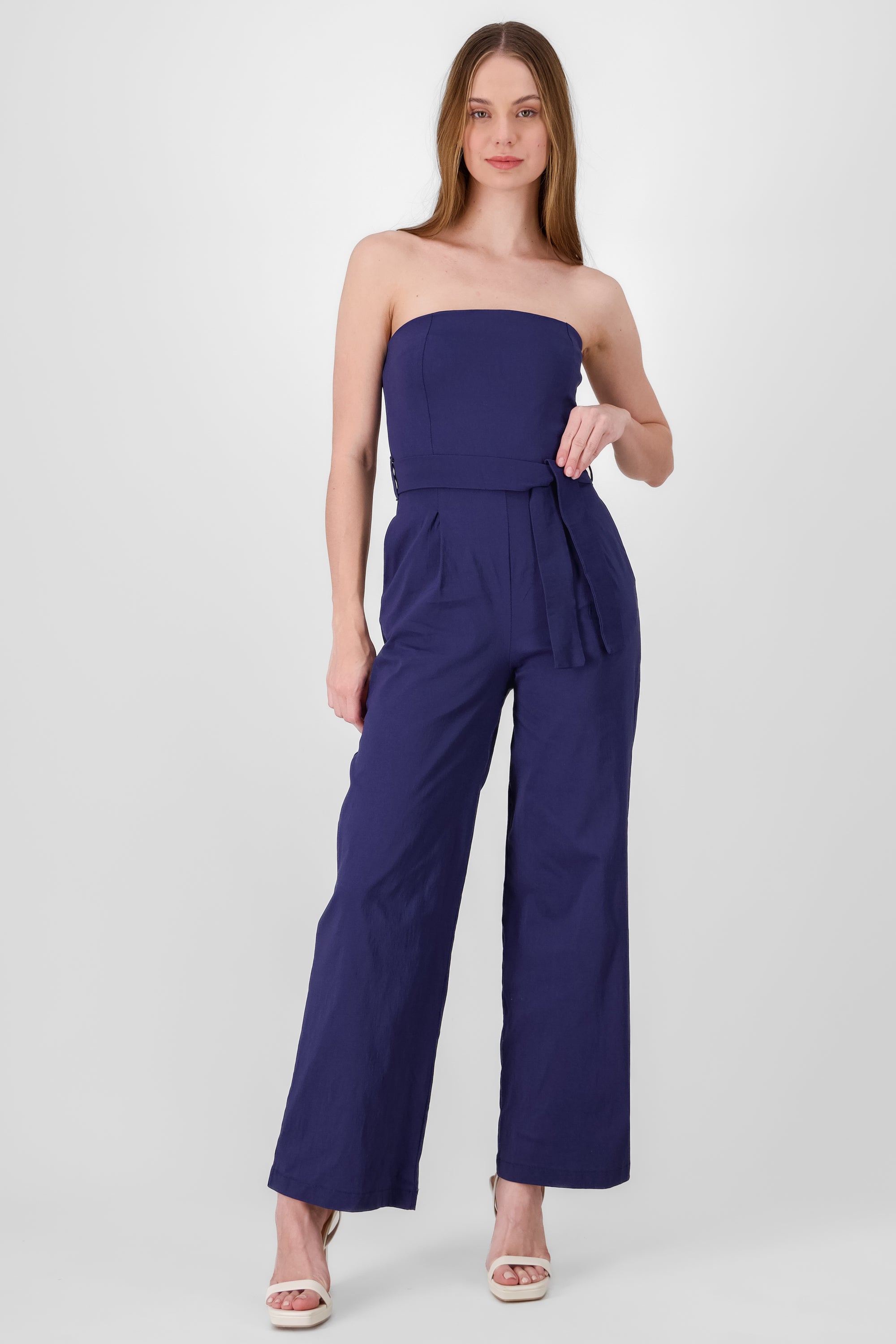 Jumpsuit strapless detalle cinturon MARINO