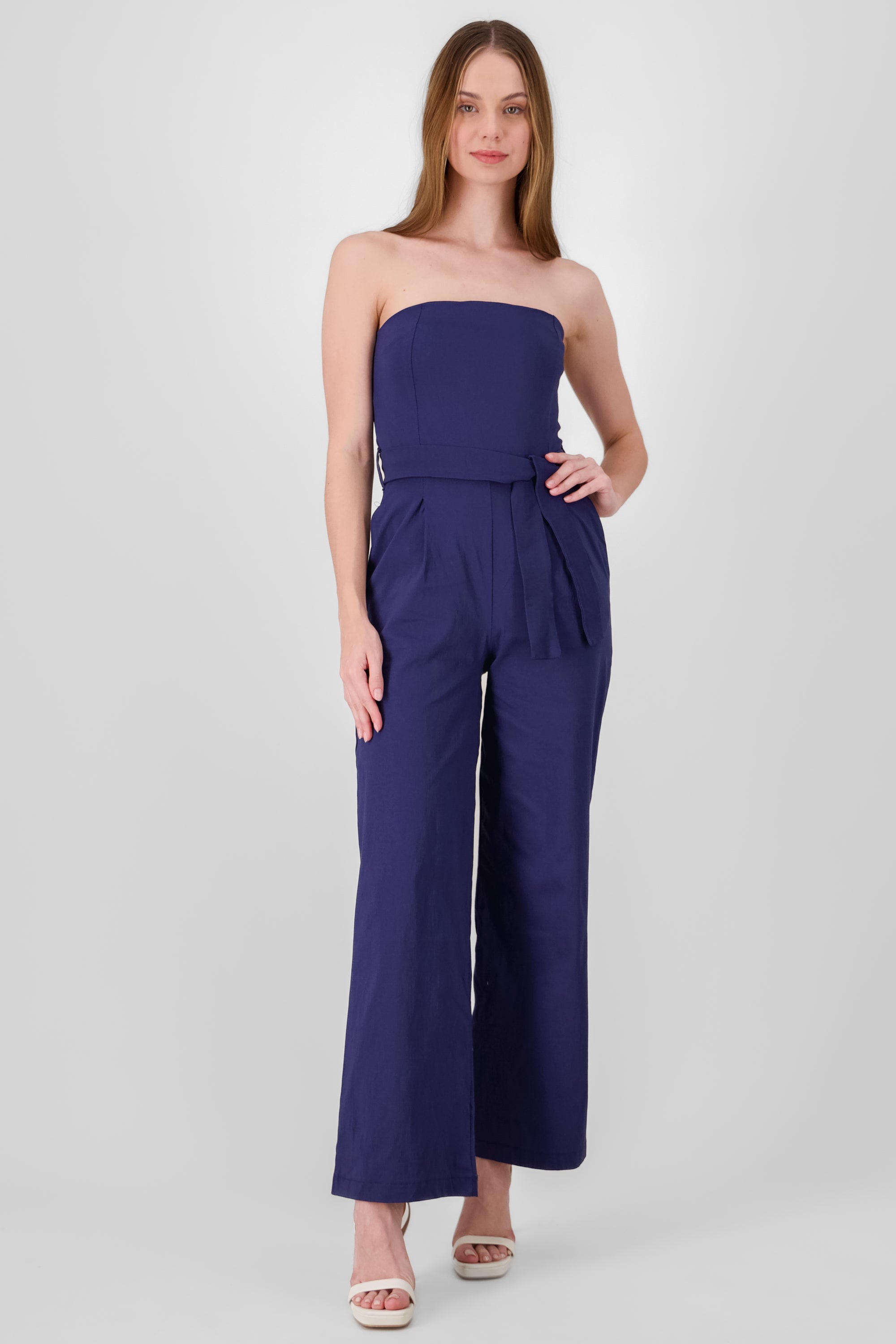 Jumpsuit strapless detalle cinturon MARINO