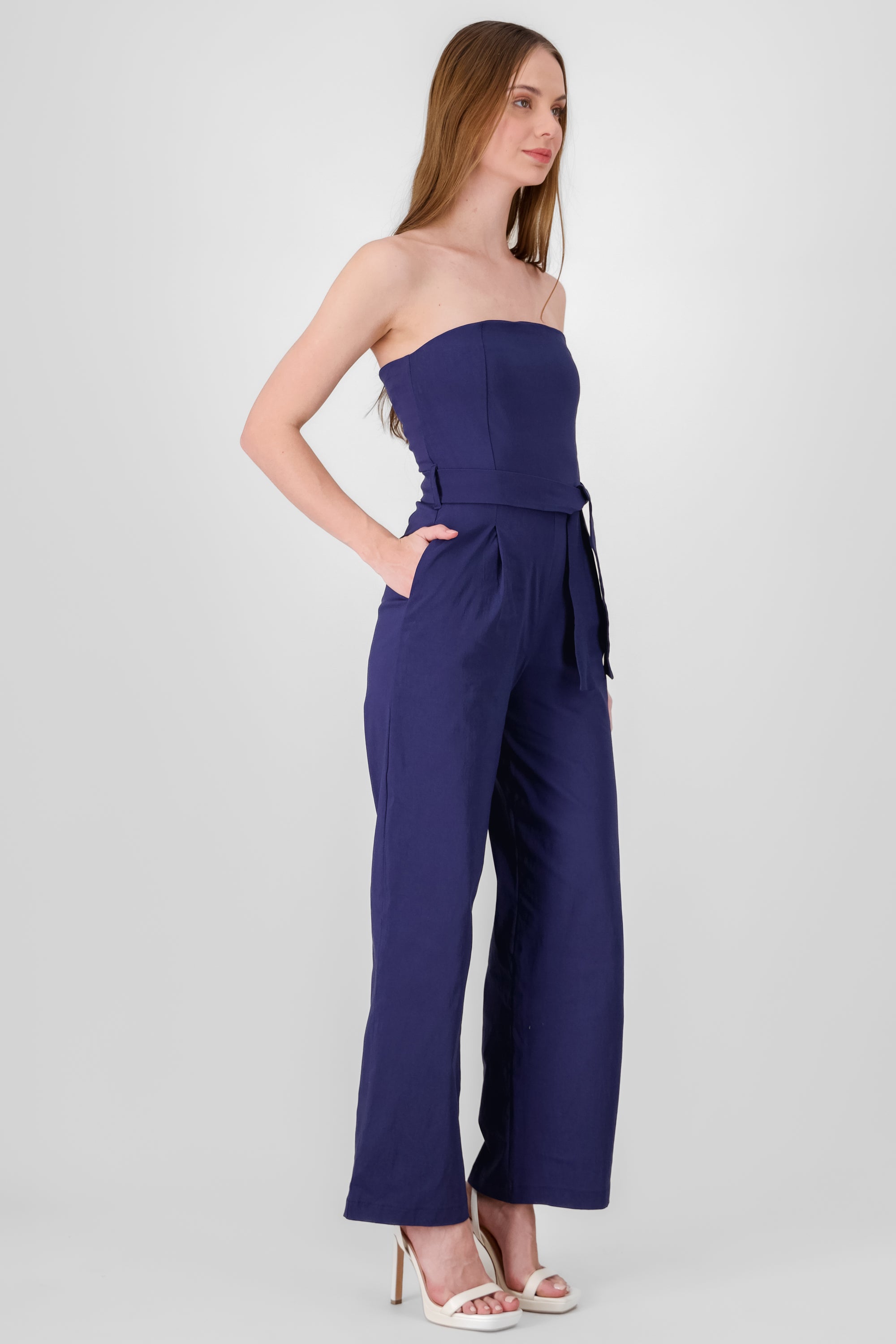 Jumpsuit strapless detalle cinturon MARINO